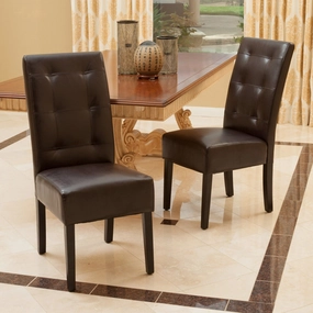 Brown Leather Dining Chairs (Set of 2) - NH402592 kitchen accessories, table linens