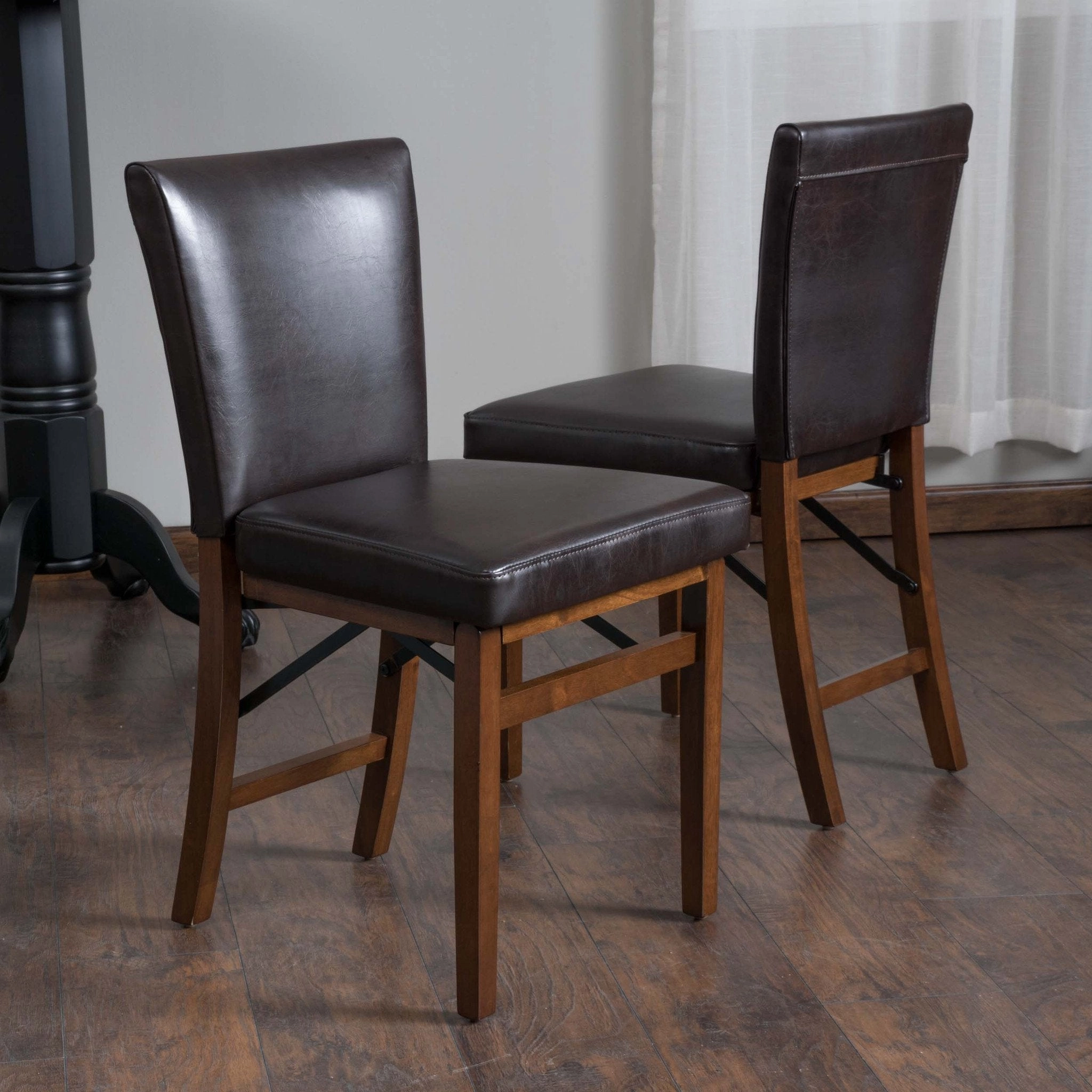 Brown Leather Folding Dining Chairs (Set of 2) - NH405592 kitchen accessories, table linens