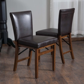 Brown Leather Folding Dining Chairs (Set of 2) - NH405592 kitchen accessories, table linens