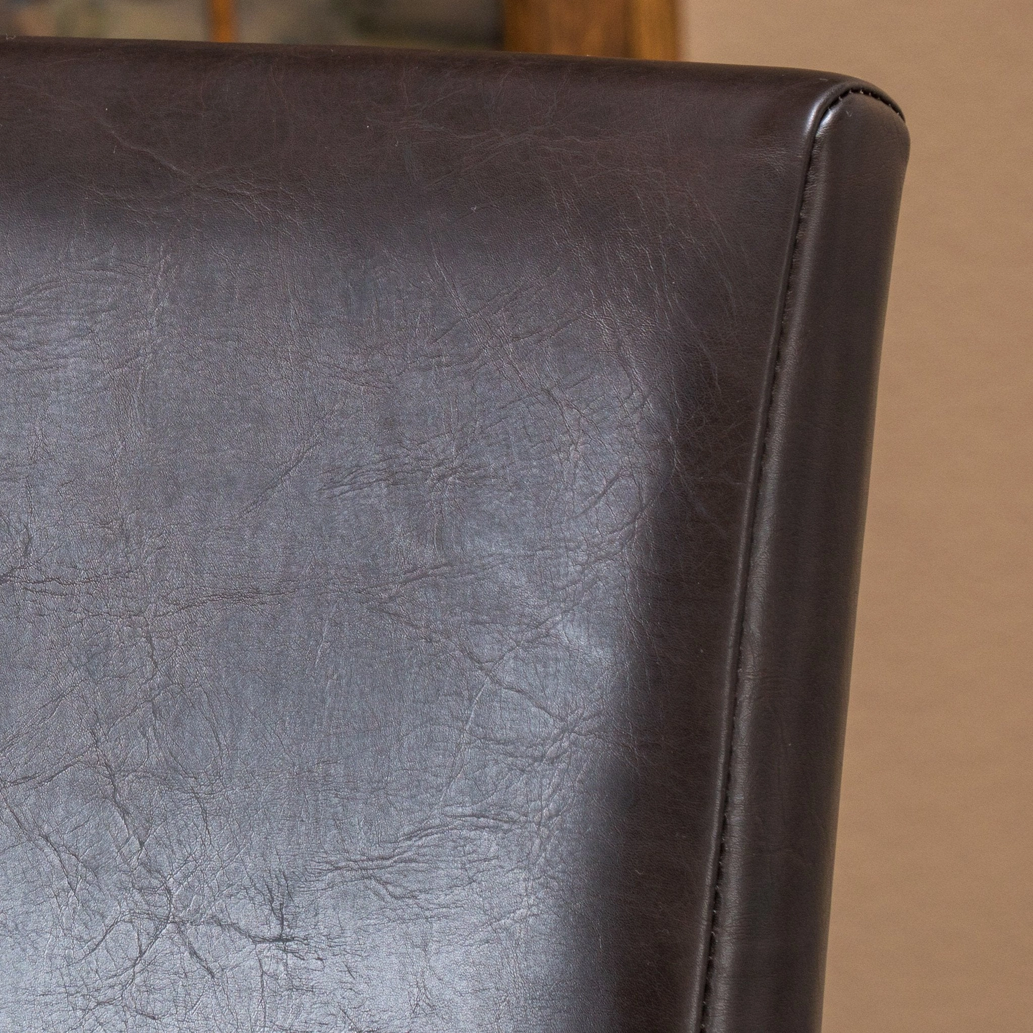 Brown Leather Parson Dining Chairs (Set of 2) - NH715592