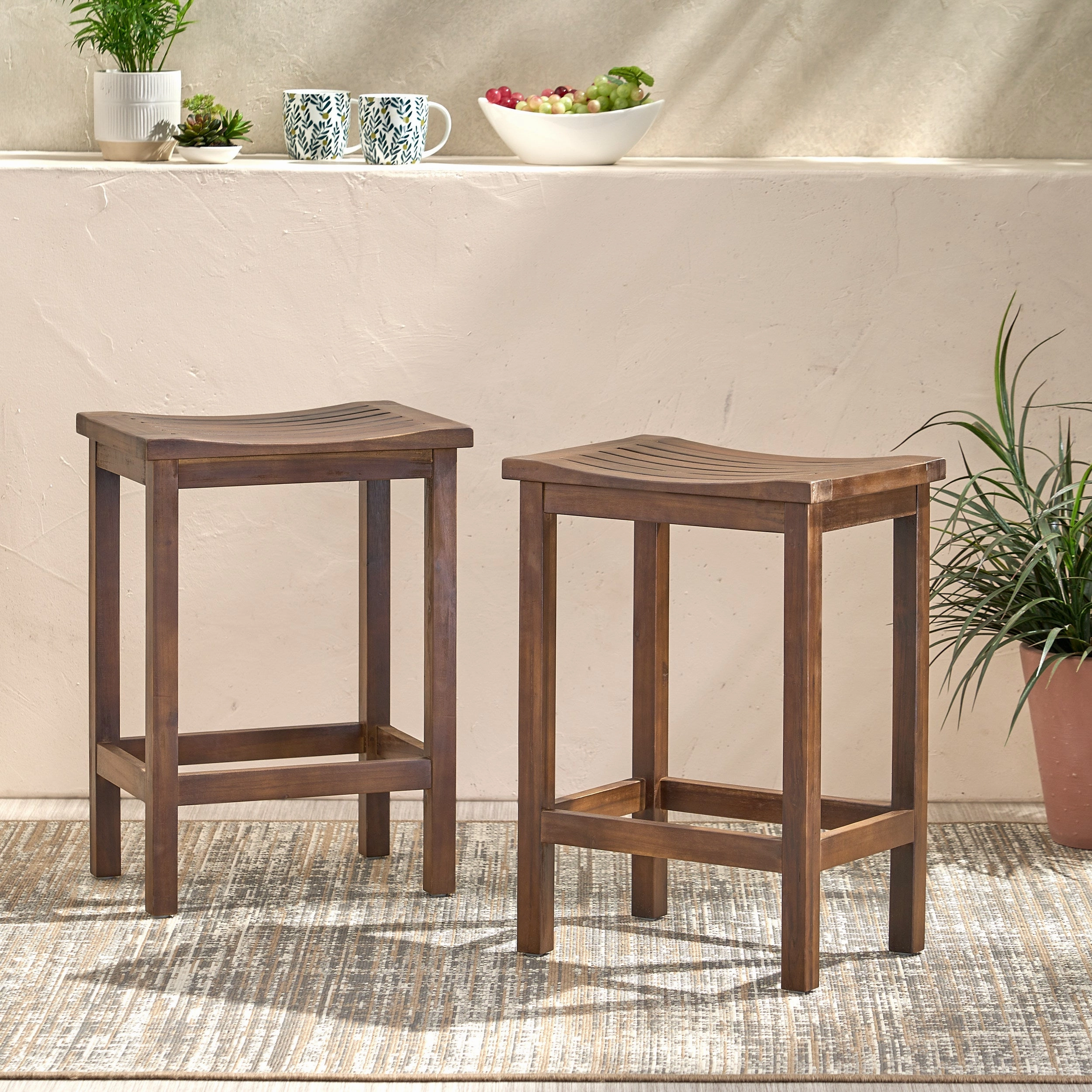 Brown Mahogany 24-Inch Counter Stools (Set of 2) - NH902592 kitchen accessories, table linens