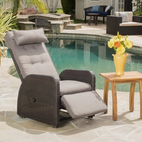 Brown Outdoor Recliner with Cushion - NH462792 outdoor furniture, garden bench
