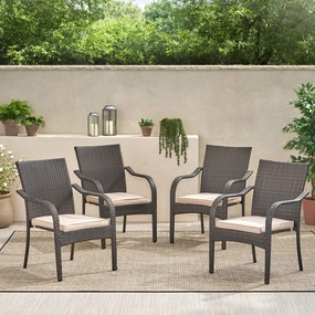 Brown Wicker Stacking Chairs (Set of 4) - NH554992 outdoor lounge chair, patio sofa