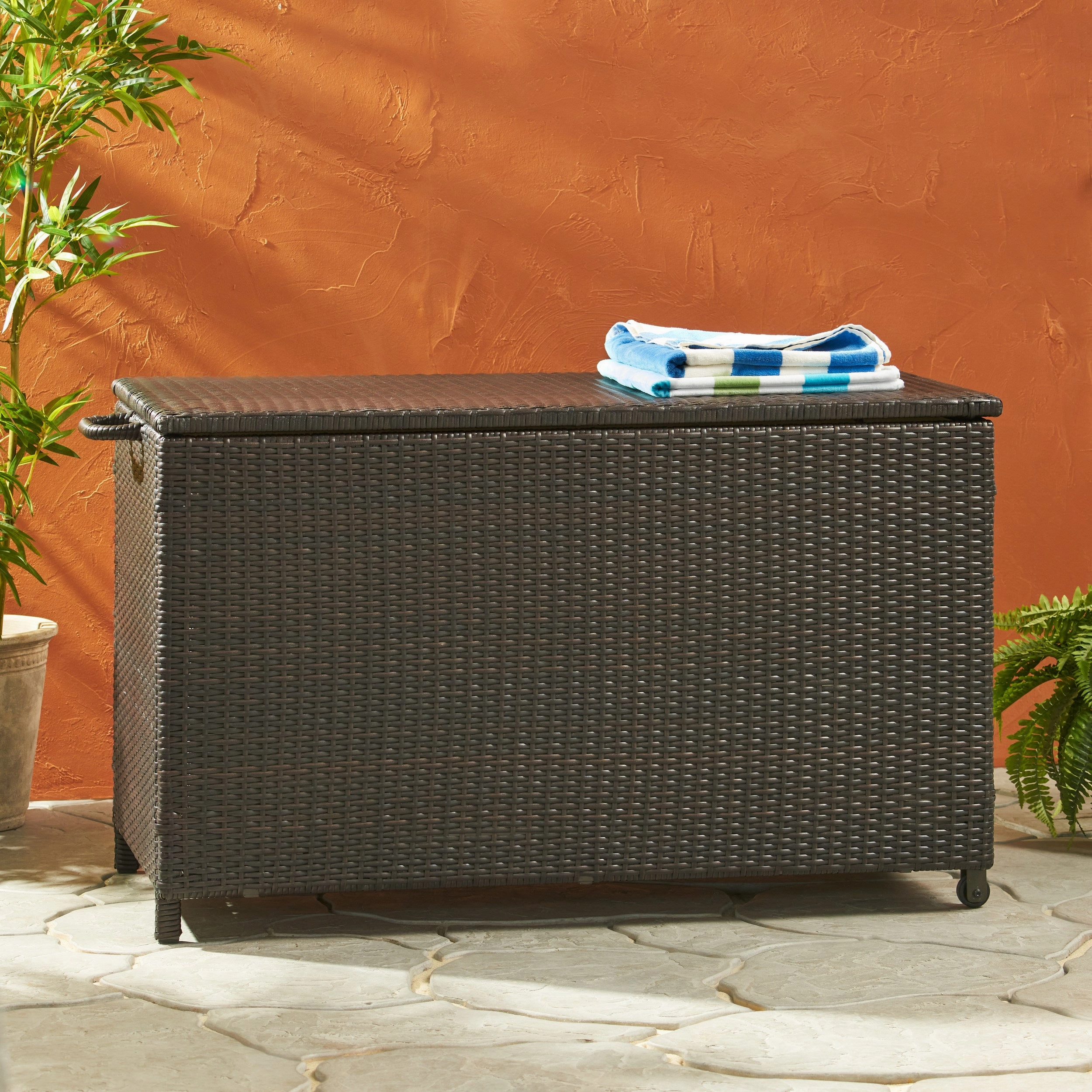 Brown Wicker Storage Bin - NH714832
