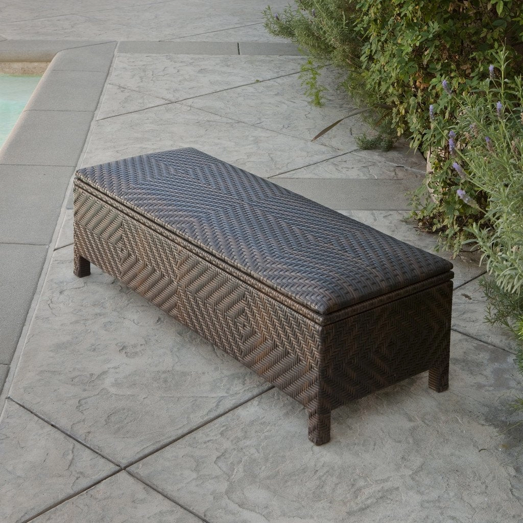 Brown Wicker Storage Ottoman - NH334722