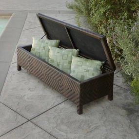 Brown Wicker Storage Ottoman - NH334722 outdoor party decor, BBQ set