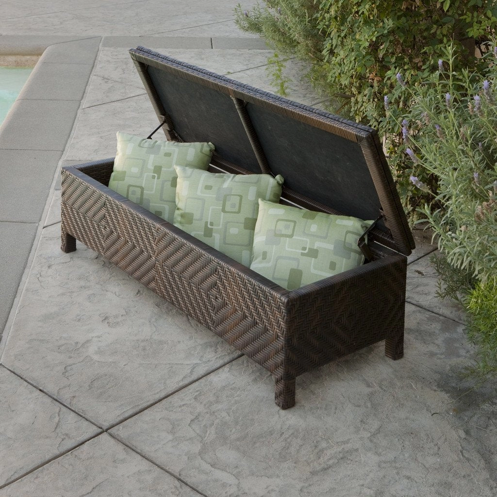 Brown Wicker Storage Ottoman - NH334722 outdoor party decor, BBQ set