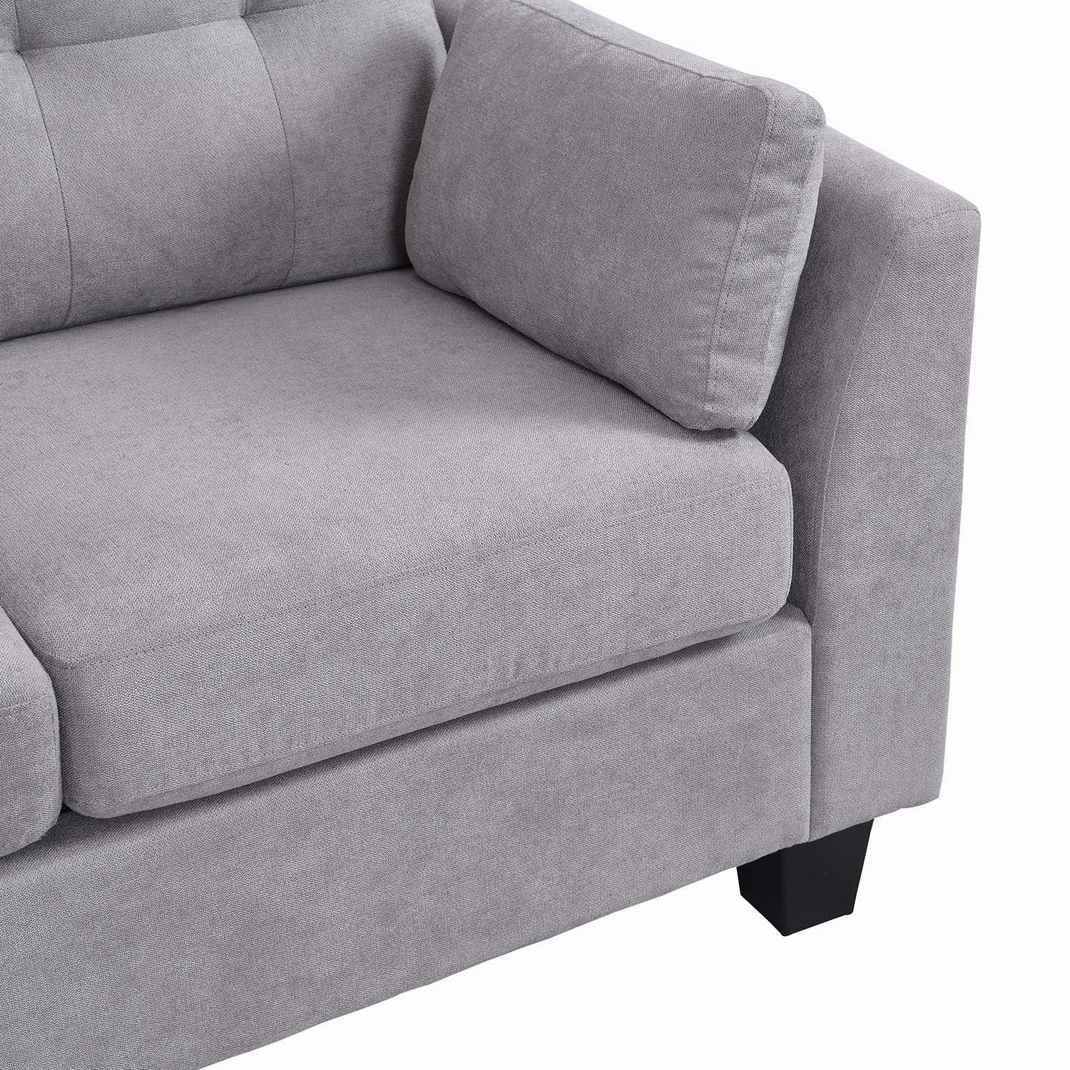 Brunswick Large 4-Seater Storage Chaise Sofa in Light Grey