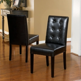 Button Tufted Black Bonded Leather Dining Chairs (Set of 2) - NH496732 kitchen accessories, table linens