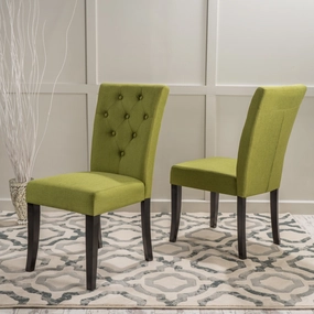 Button Tufted Green Fabric Dining Chairs (Set of 2) - NH393892 kitchen accessories, table linens