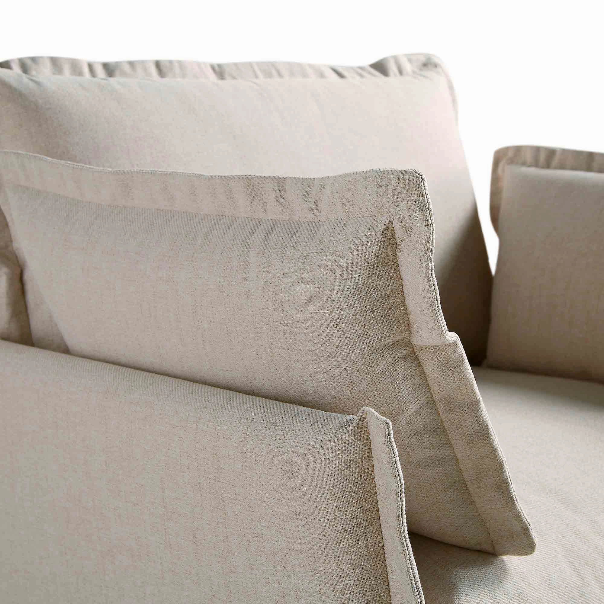 Byron Pillow Edge Beige Fabric Modular Sofa, 1-Seater