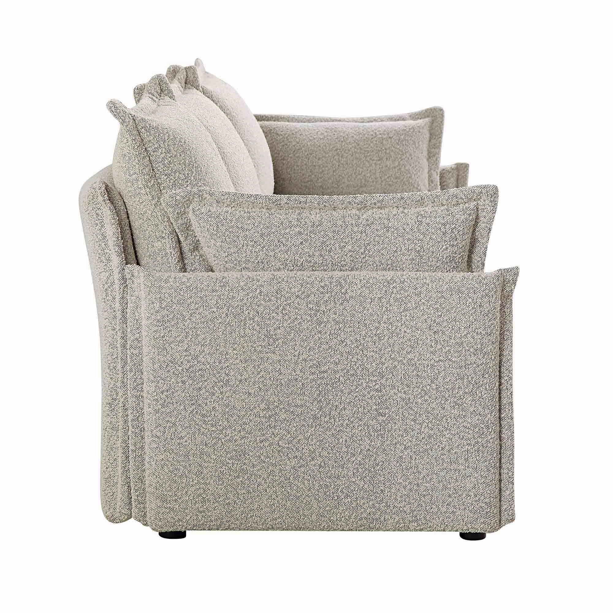 Byron Pillow Edge Mist Grey Boucle Modular Sofa, 3-Seater