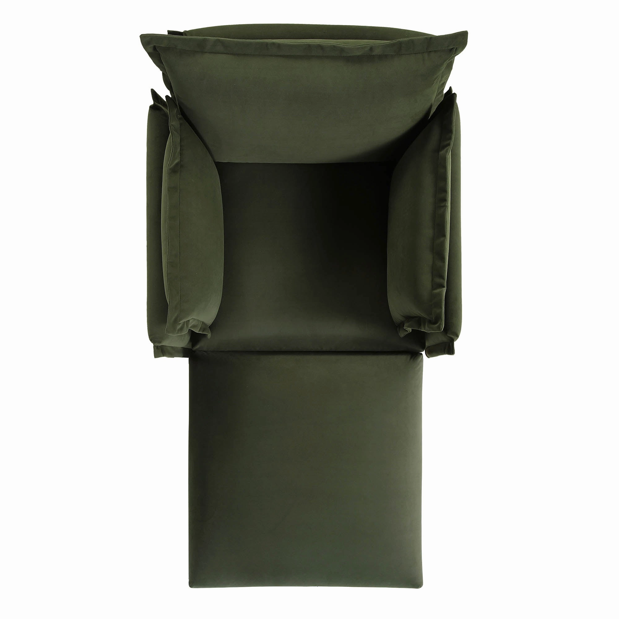 Byron Pillow Edge Moss Green Velvet Modular Sofa, 1-Seater Chaise