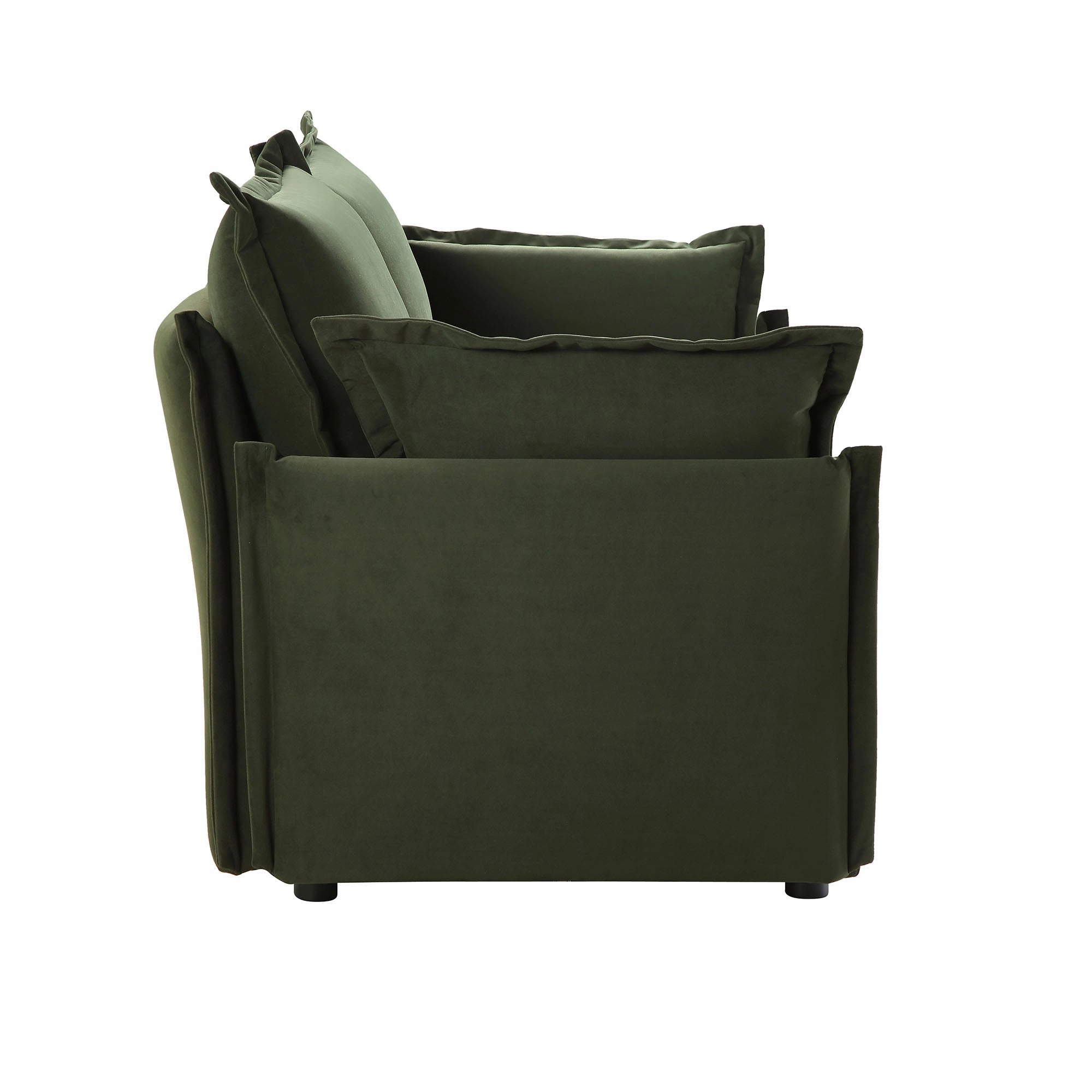 Byron Pillow Edge Moss Green Velvet Modular Sofa, 2-Seater