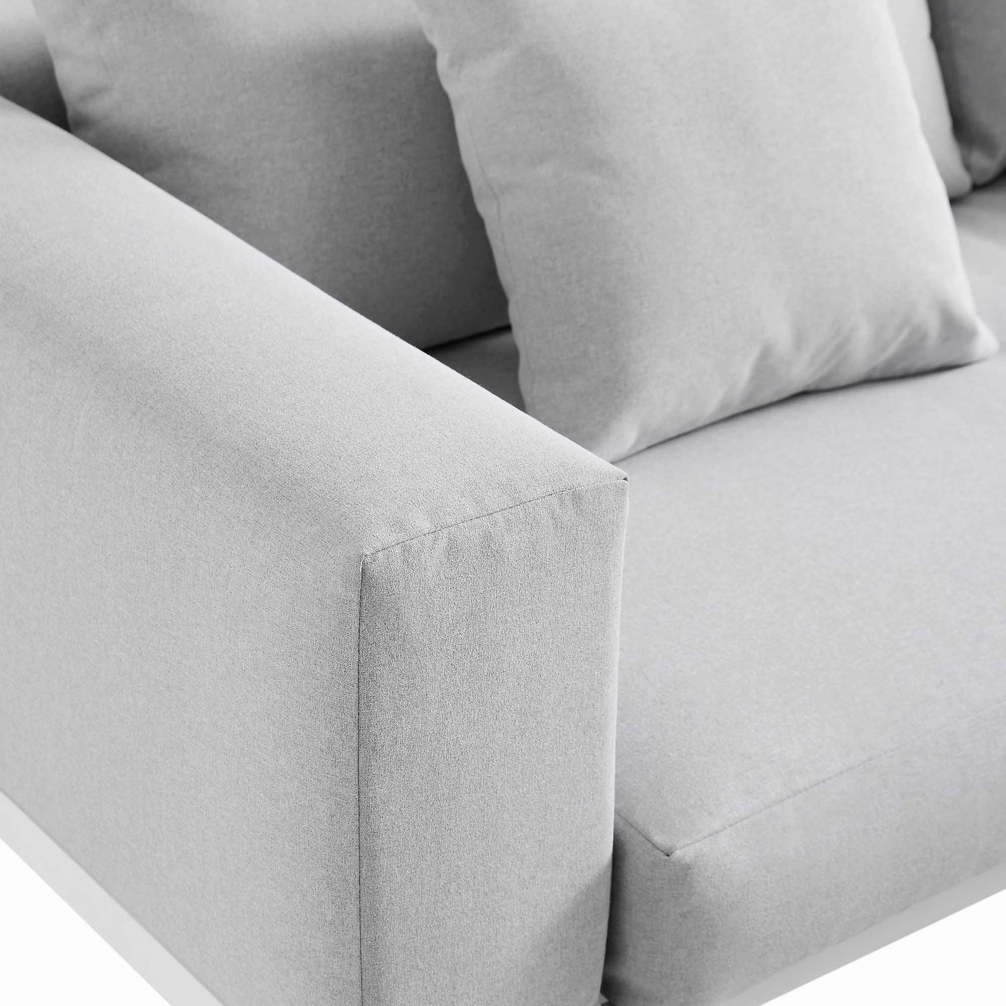 Calabasas Large Outdoor Fabric Aluminium Frame Corner Sofa Set with Coffee Table, Light Grey
