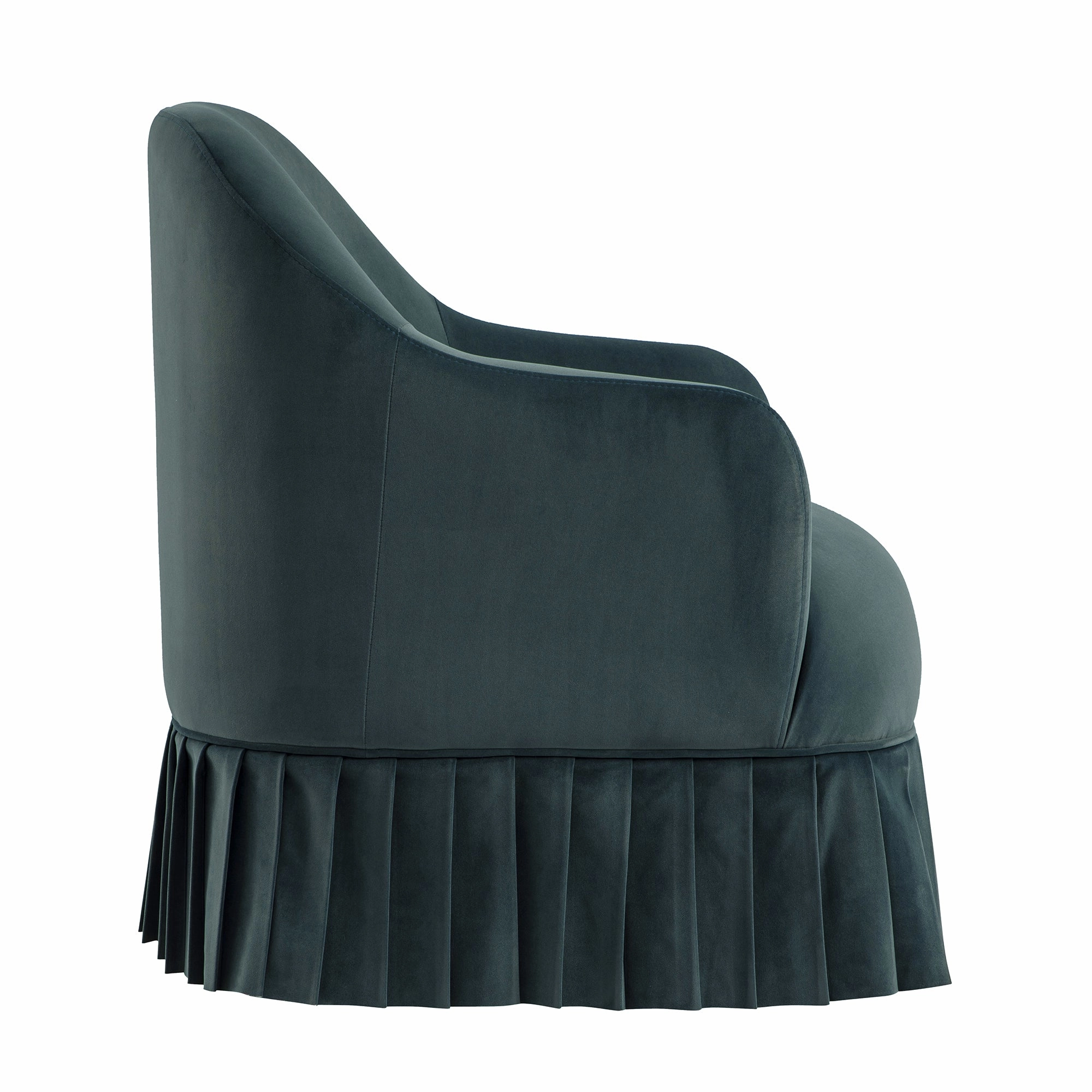 Calliope Skirted Armchair, Aegean Blue Velvet