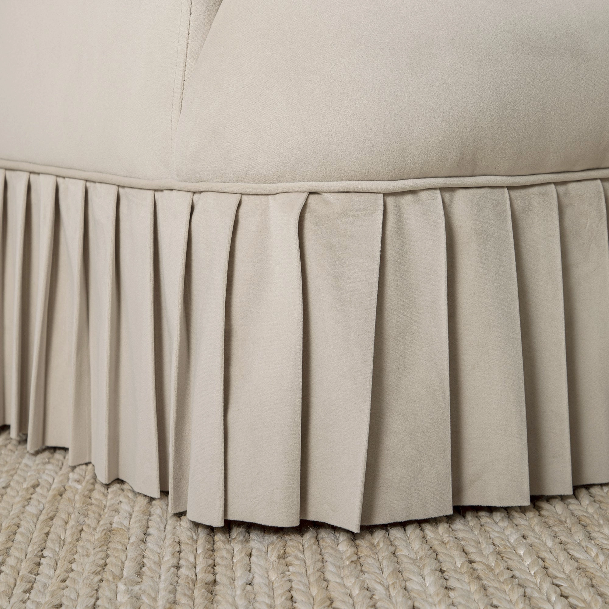 Calliope Skirted Armchair, Beige Velvet