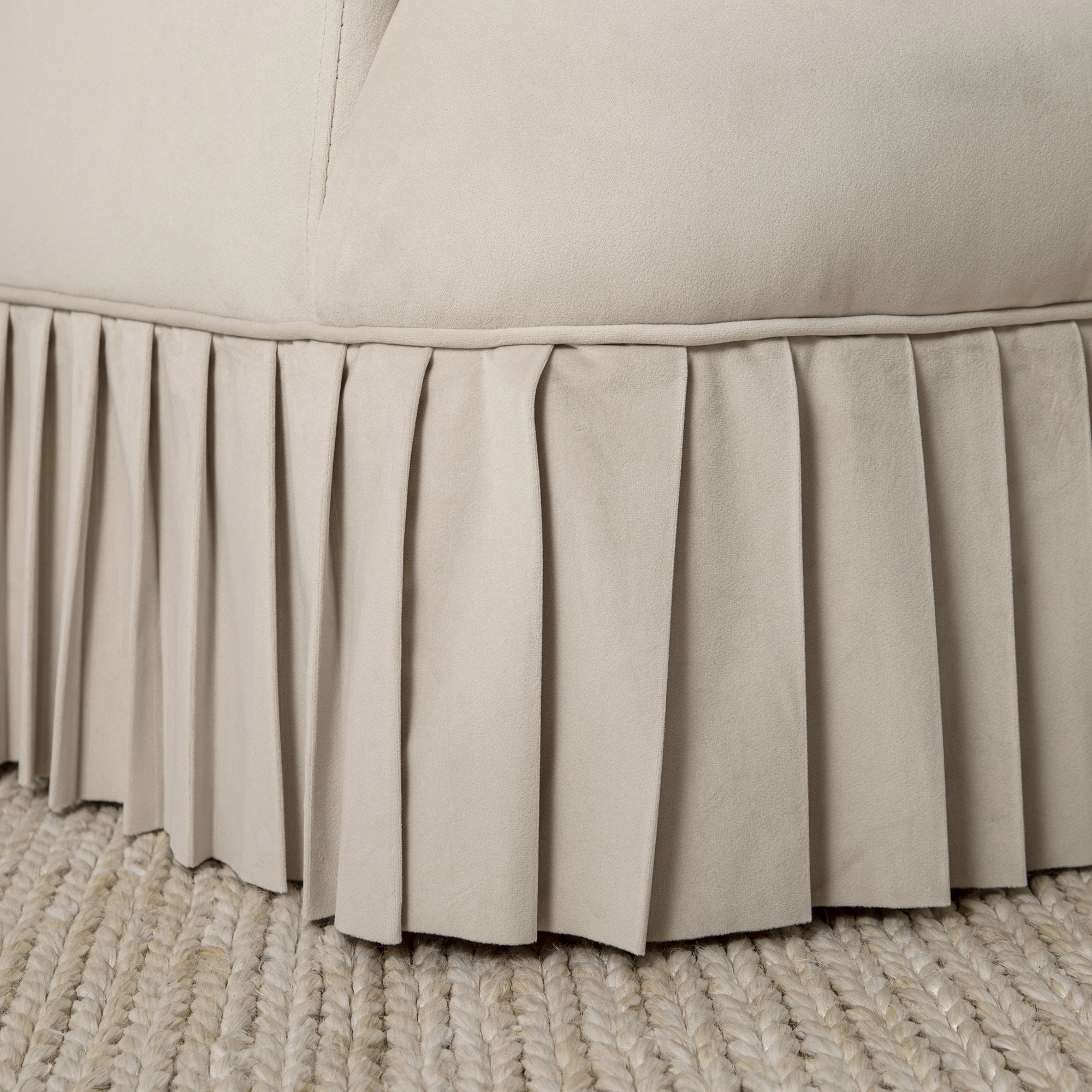 Calliope Skirted Armchair, Beige Velvet