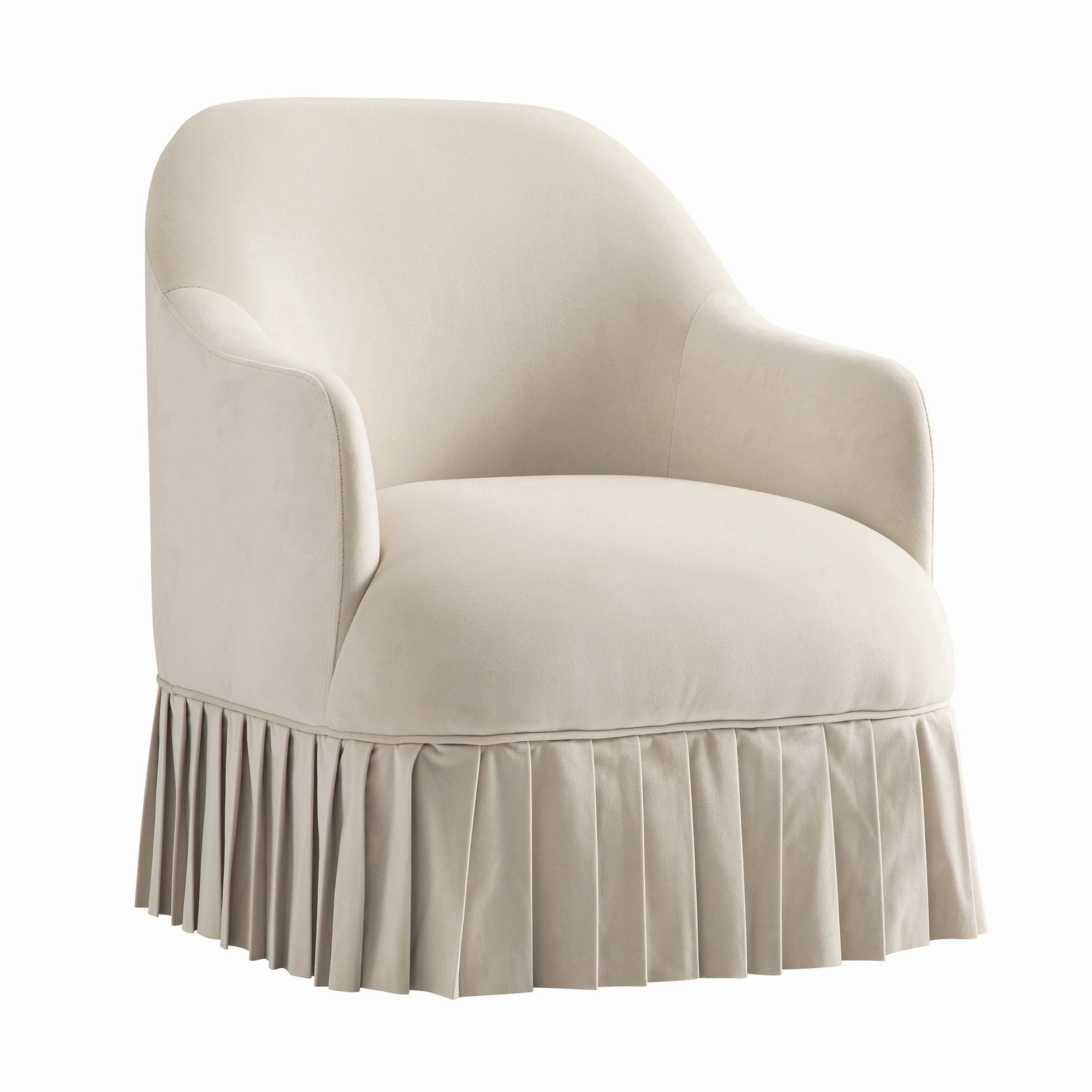 Calliope Skirted Armchair, Beige Velvet
