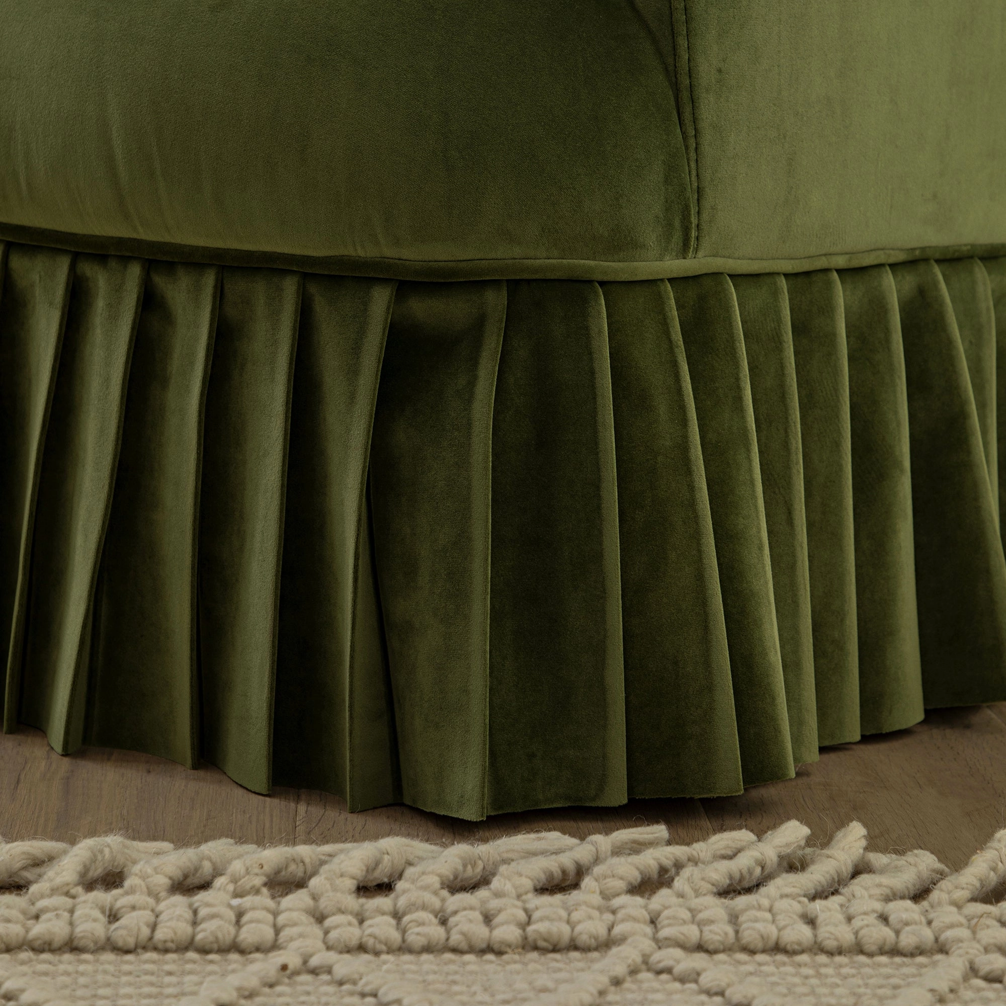 Calliope Skirted Armchair, Fern Green Velvet