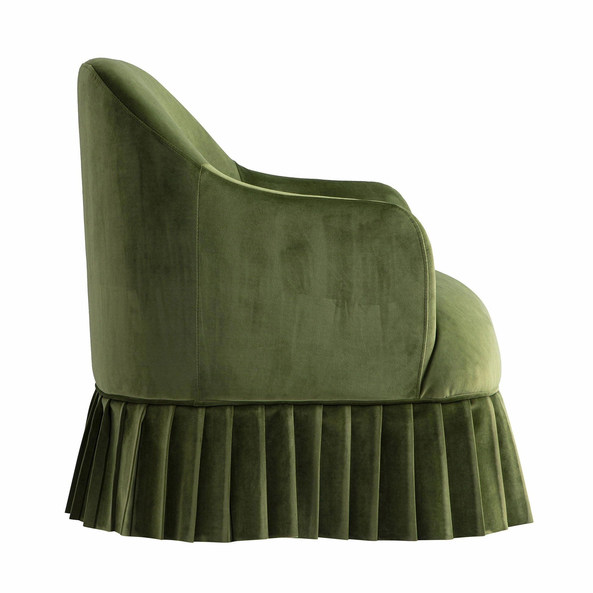 Calliope Skirted Armchair, Fern Green Velvet