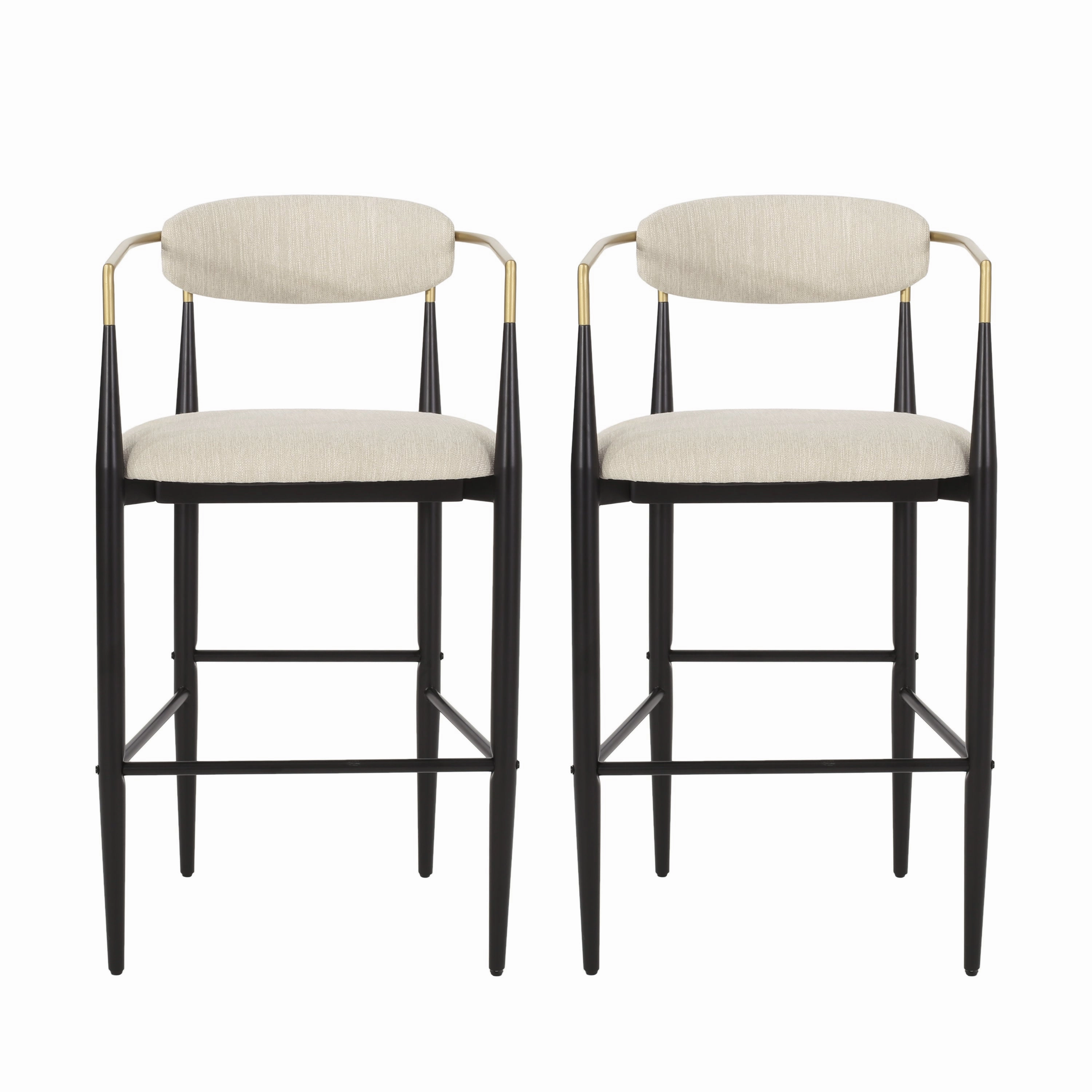 Camas Modern Fabric Upholstered Iron 30 Inch Barstools, Set of 2