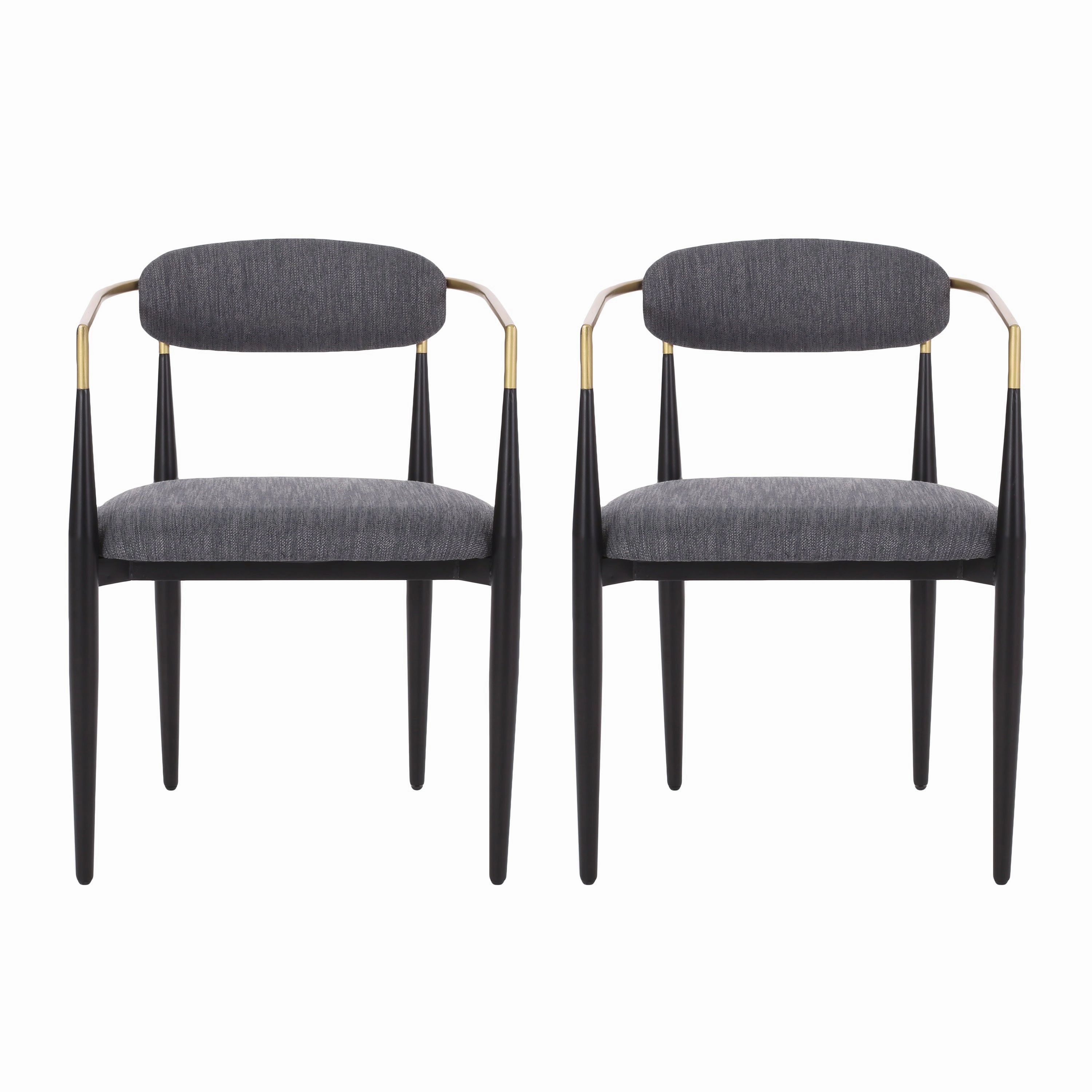 Camas Modern Fabric Upholstered Iron Dining Chairs, Set of 2