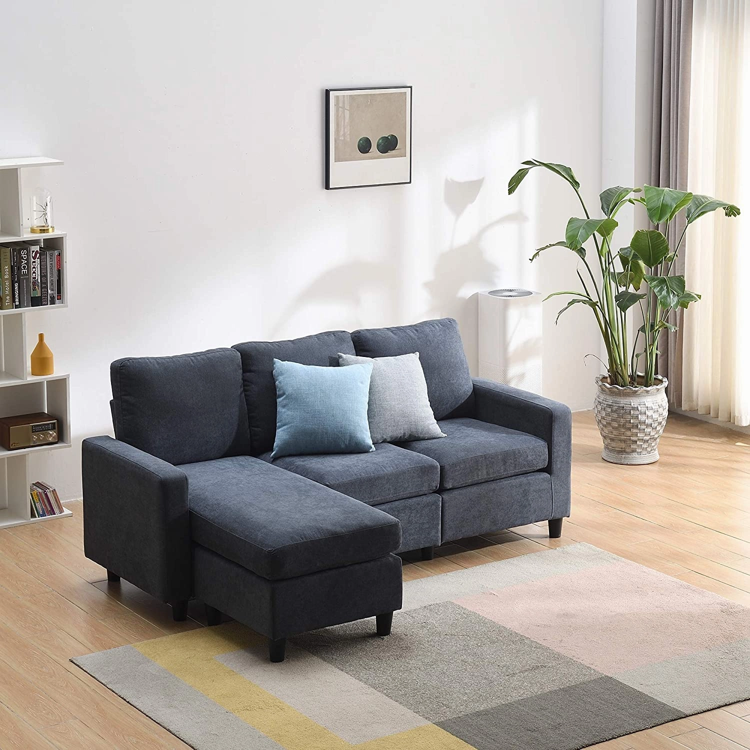 Campbell 3 Seater Sofa with Reversible Chaise in Dark Grey
