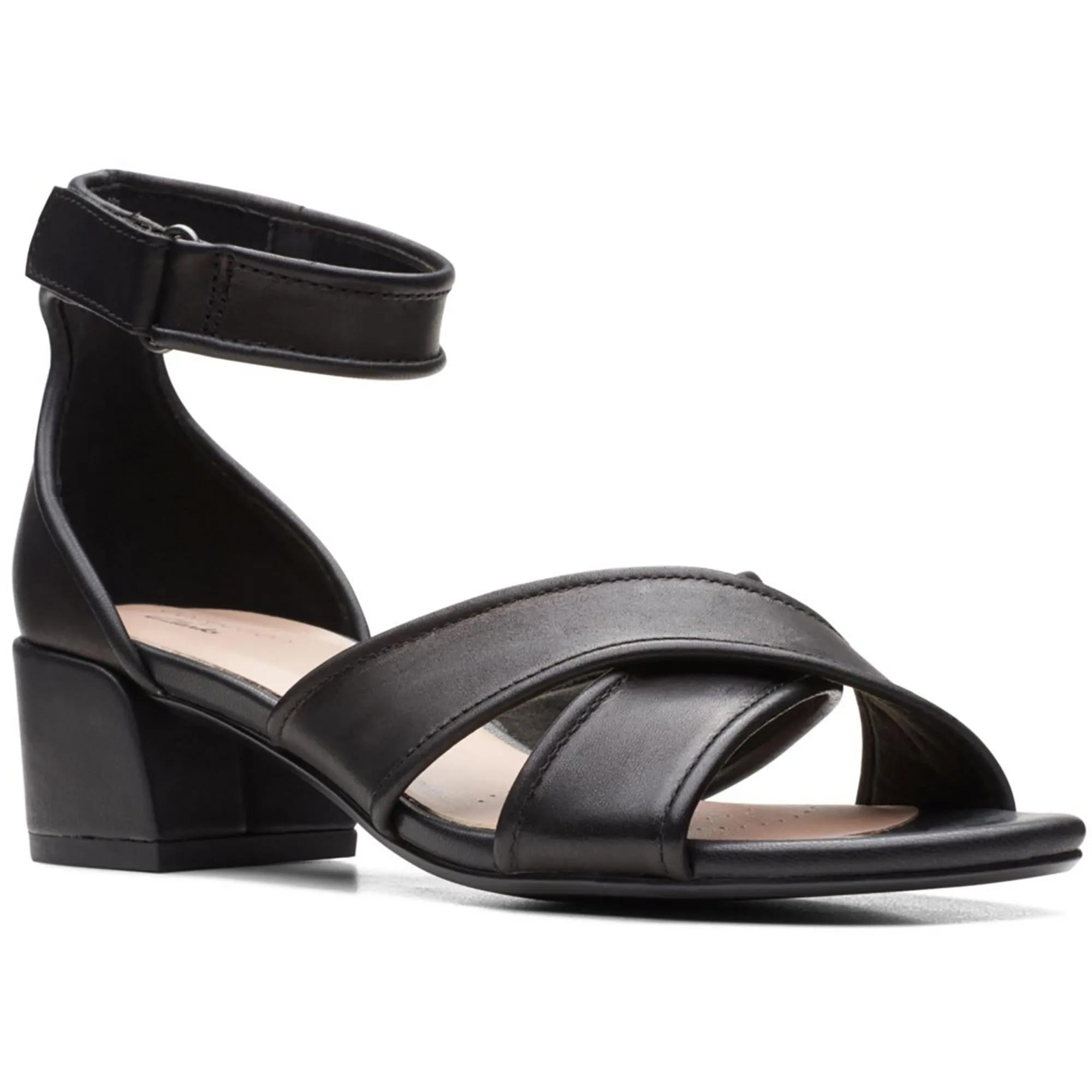 CAROLEIGH RISE Womens Leather Open Toe Block Heels