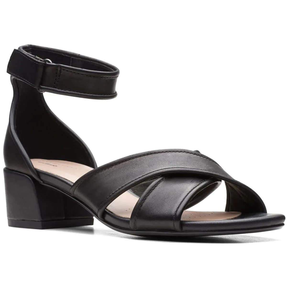 CAROLEIGH RISE Womens Leather Open Toe Block Heels