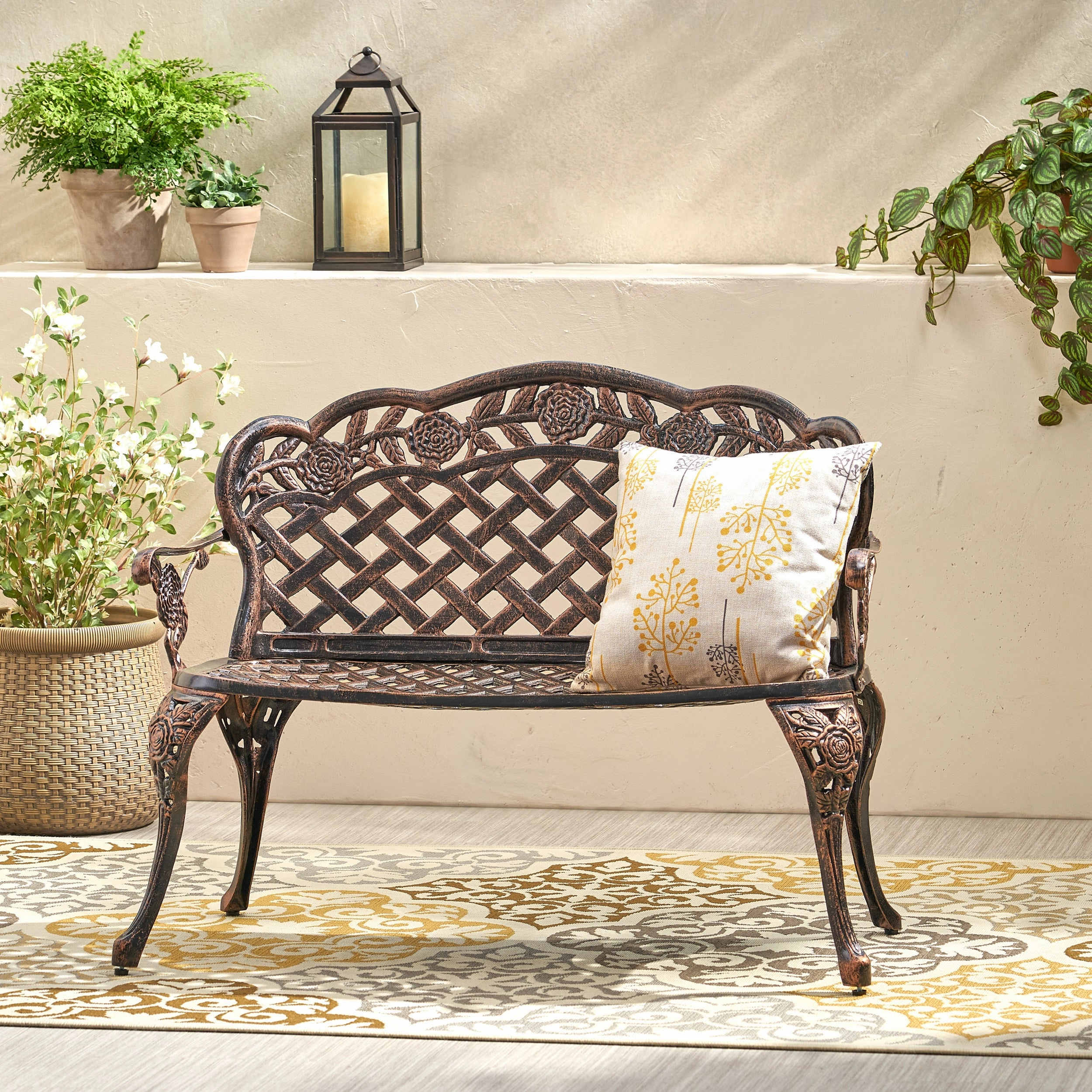 Cast Aluminum Garden Bench - NH588132 outdoor furniture, garden bench
