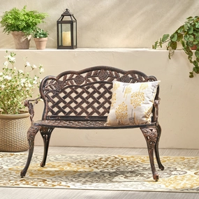 Cast Aluminum Garden Bench - NH588132 outdoor furniture, garden bench