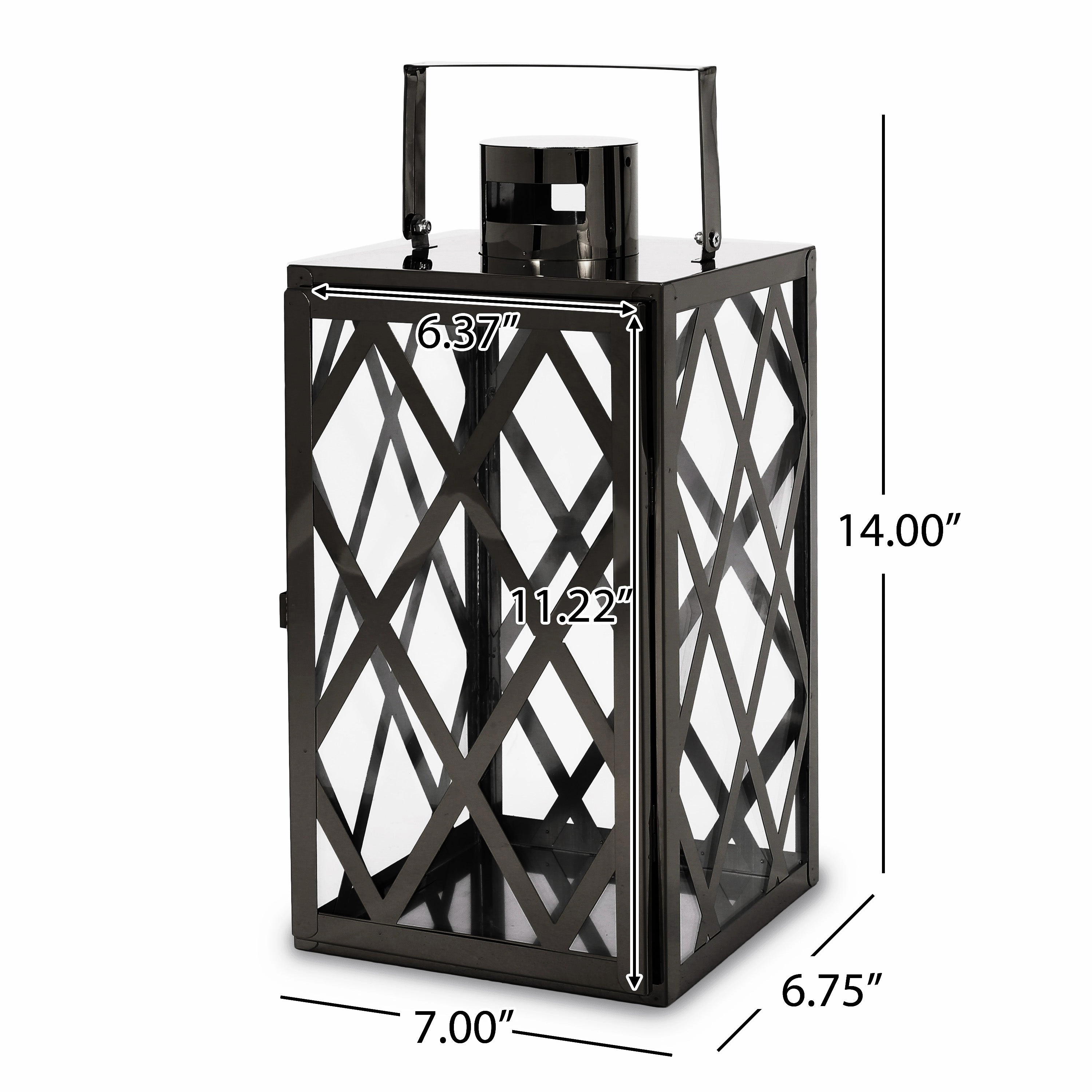 Cecil Outdoor 14" Modern Stainless Steel Lantern