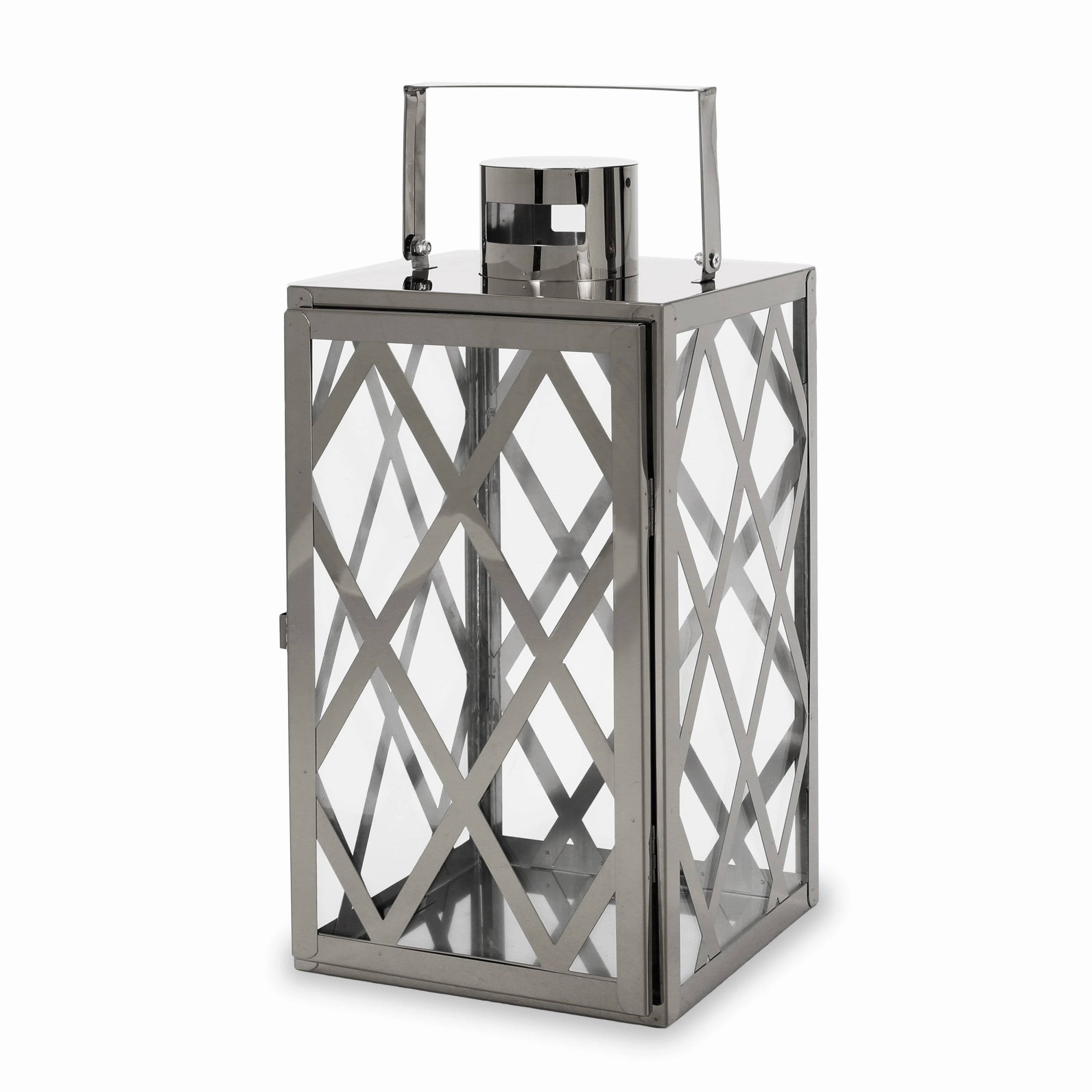 Cecil Outdoor 14" Modern Stainless Steel Lantern outdoor party decor, BBQ set