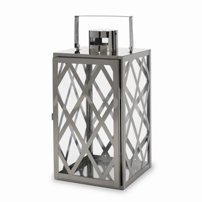 Cecil Outdoor 14" Modern Stainless Steel Lantern outdoor party decor, BBQ set