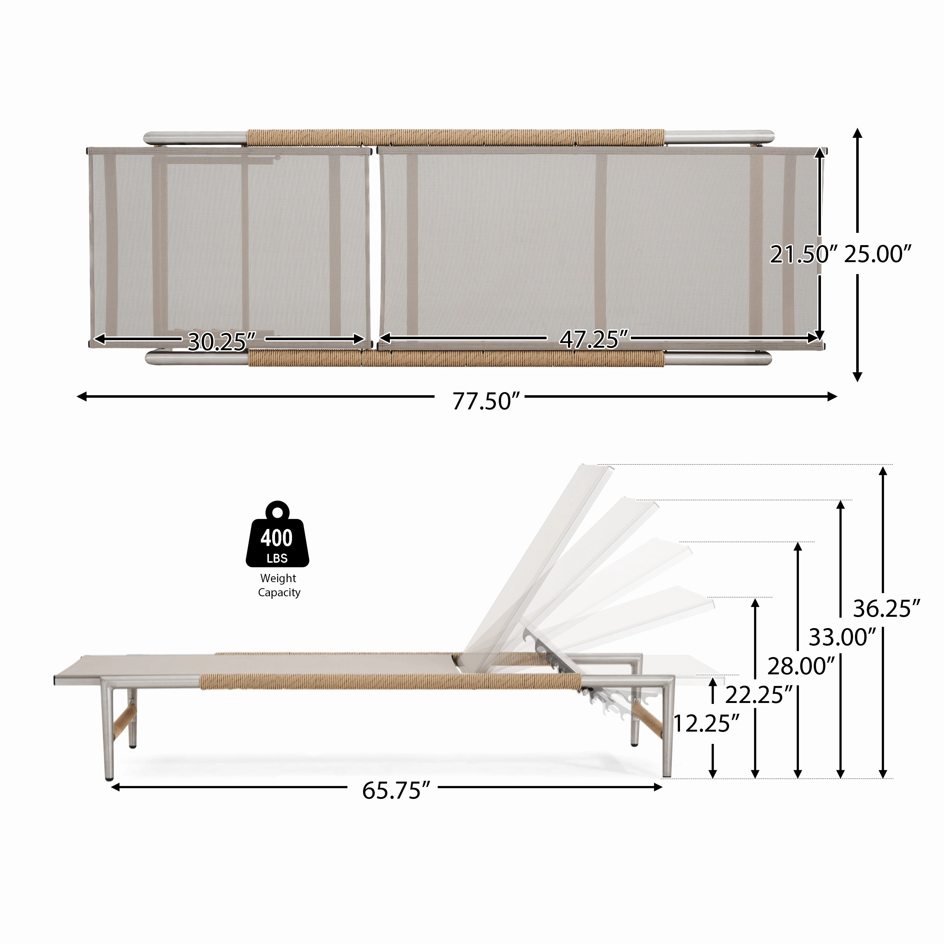 Cesalso Outdoor Patio Mesh Chaise Lounges