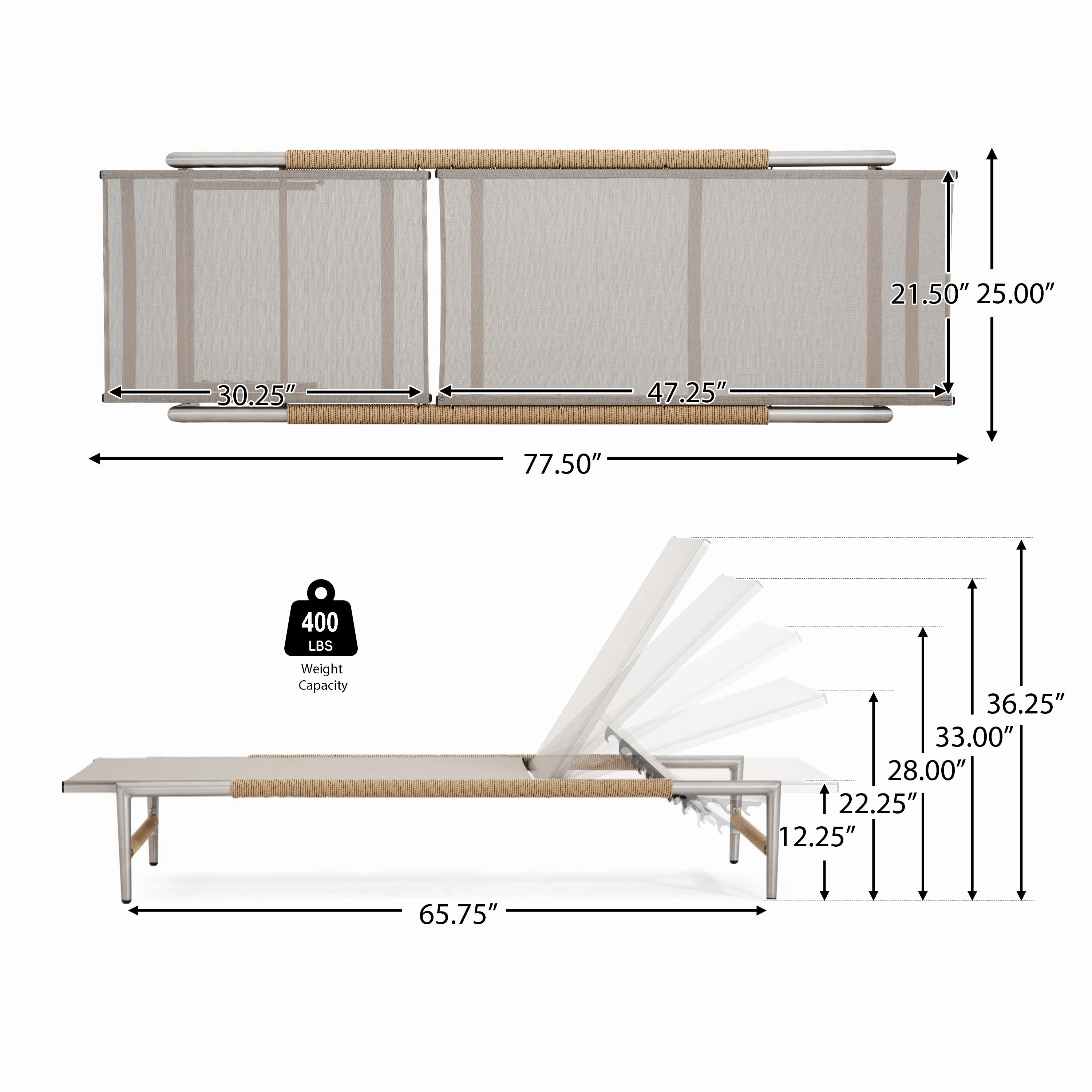 Cesalso Outdoor Patio Mesh Chaise Lounges