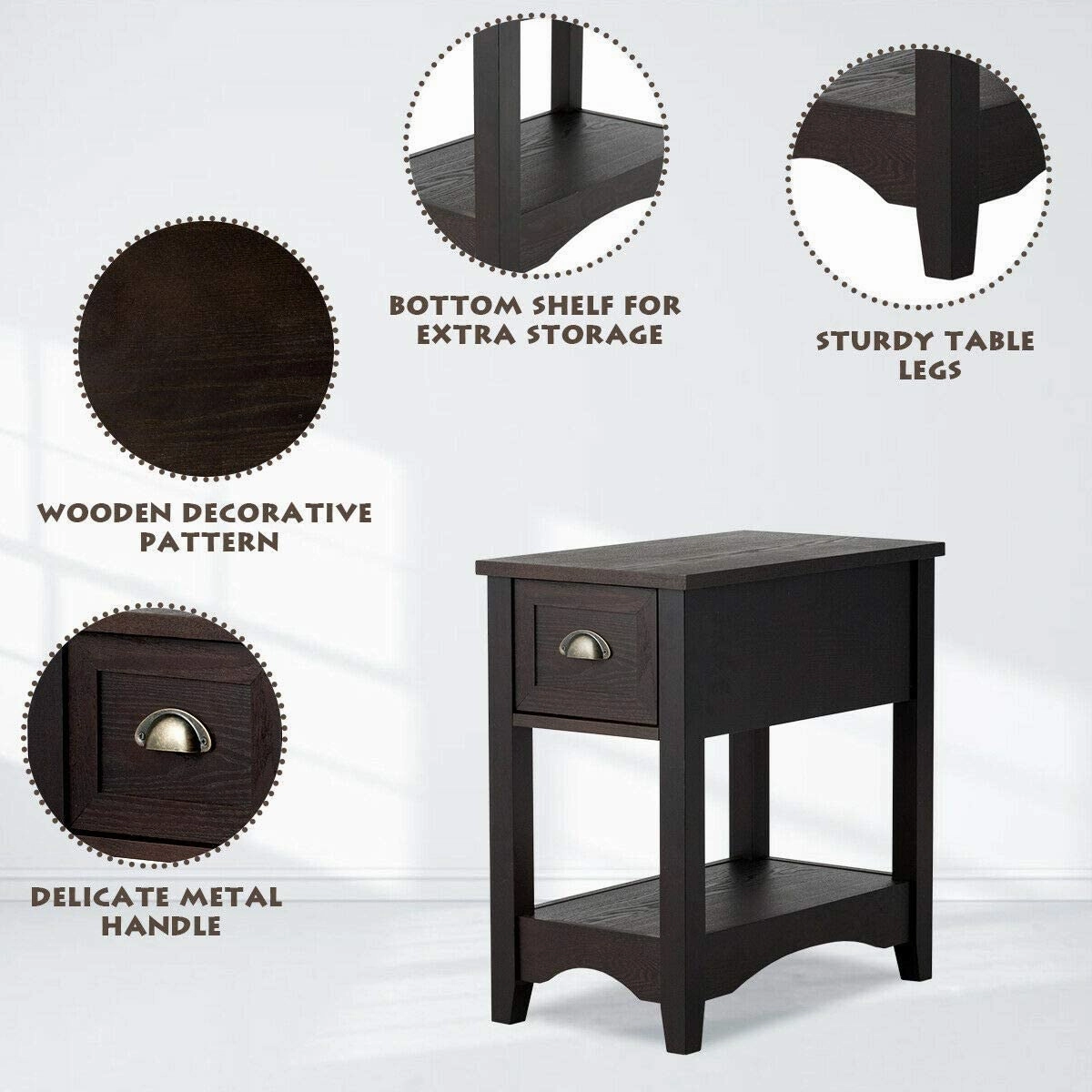 Chair Side End Table with Drawer