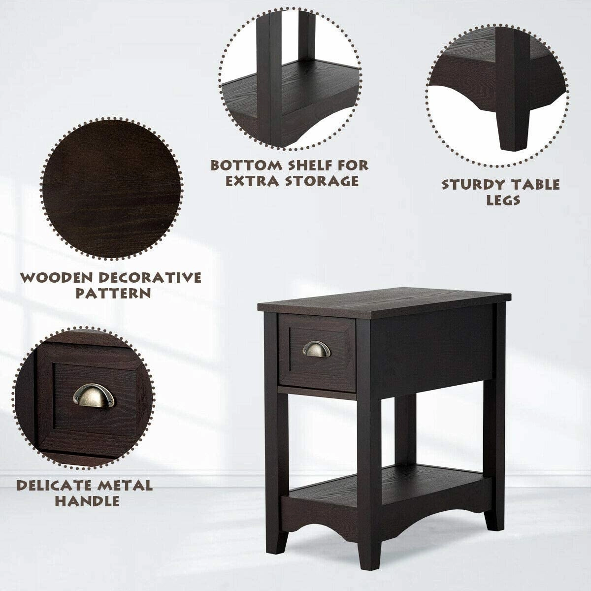 Chair Side End Table with Drawer