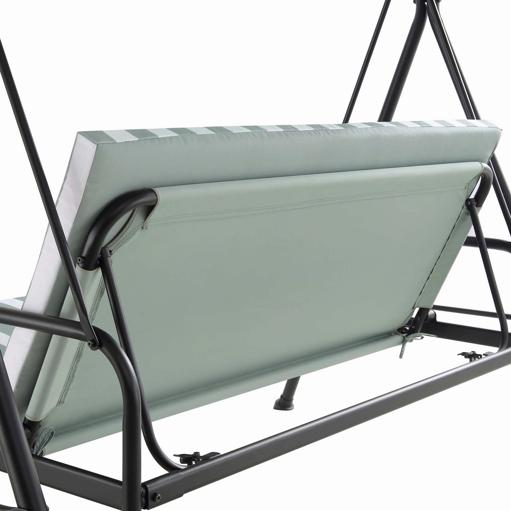Champneys Outdoor Reclining Swing with Canopy, Sage Green Striped
