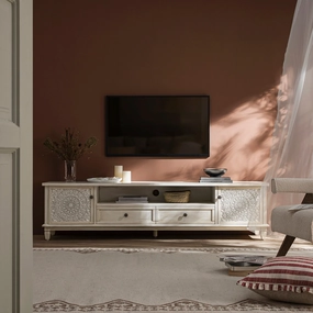 Chantilly Whitewashed 200cm Wide TV Unit