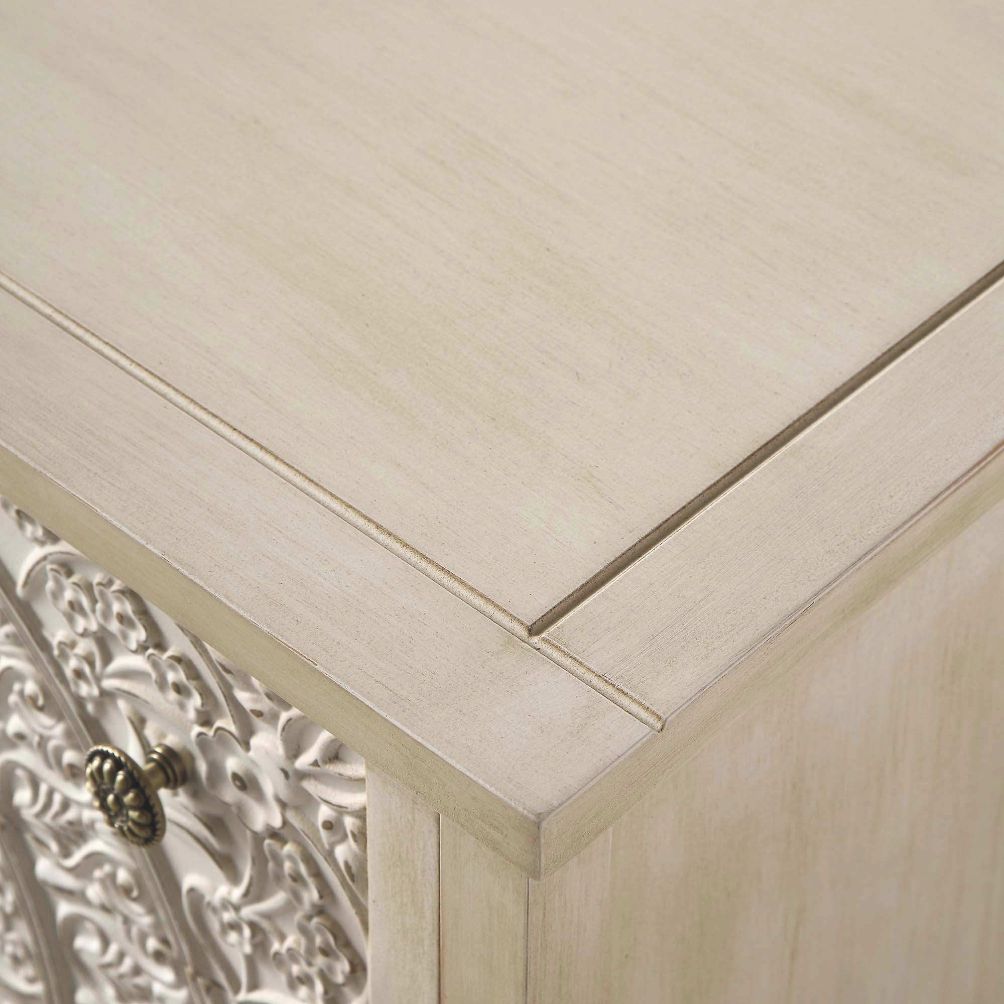 Chantilly Whitewashed Carved 3 Drawer Chest