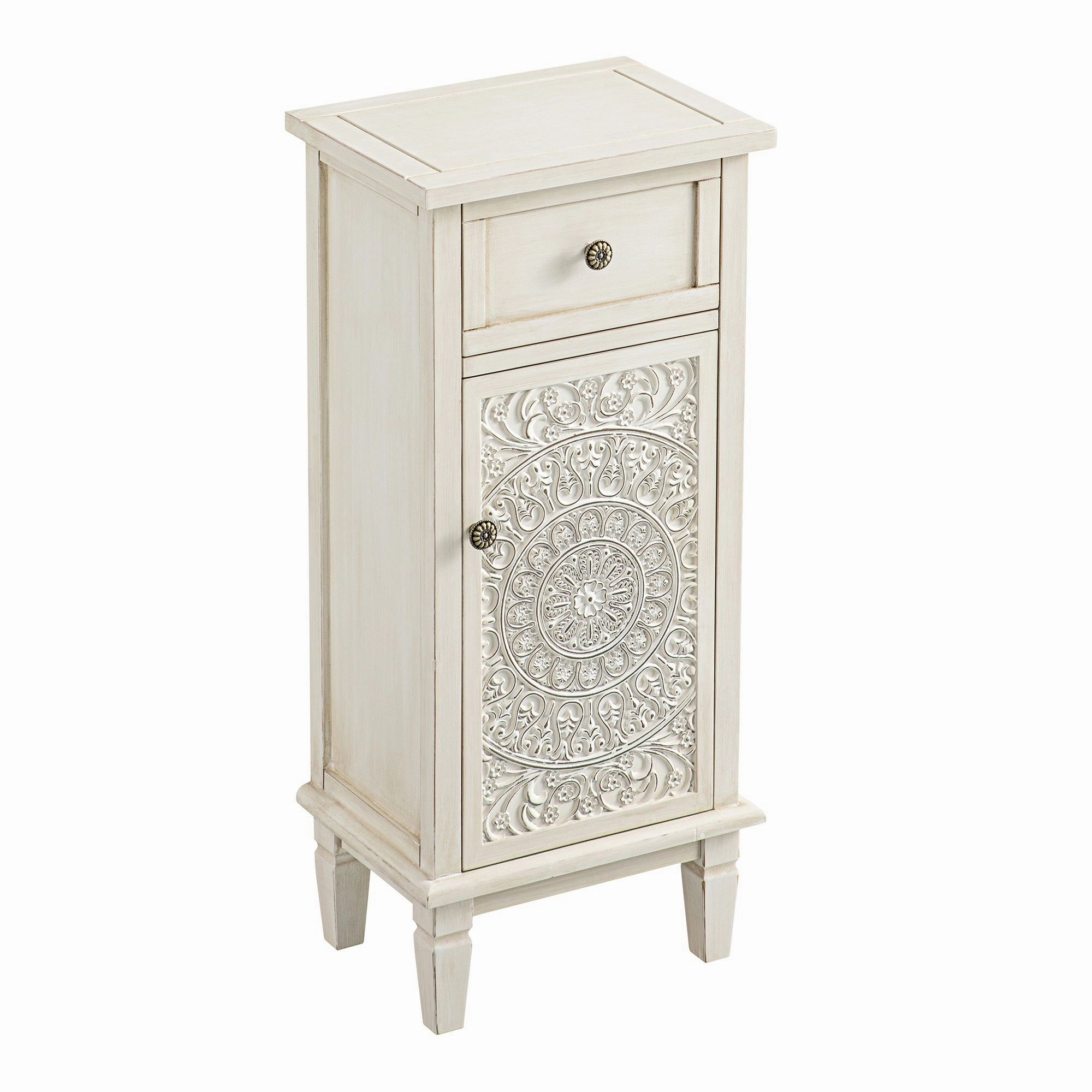 Chantilly Whitewashed Carved Bathroom Cupboard