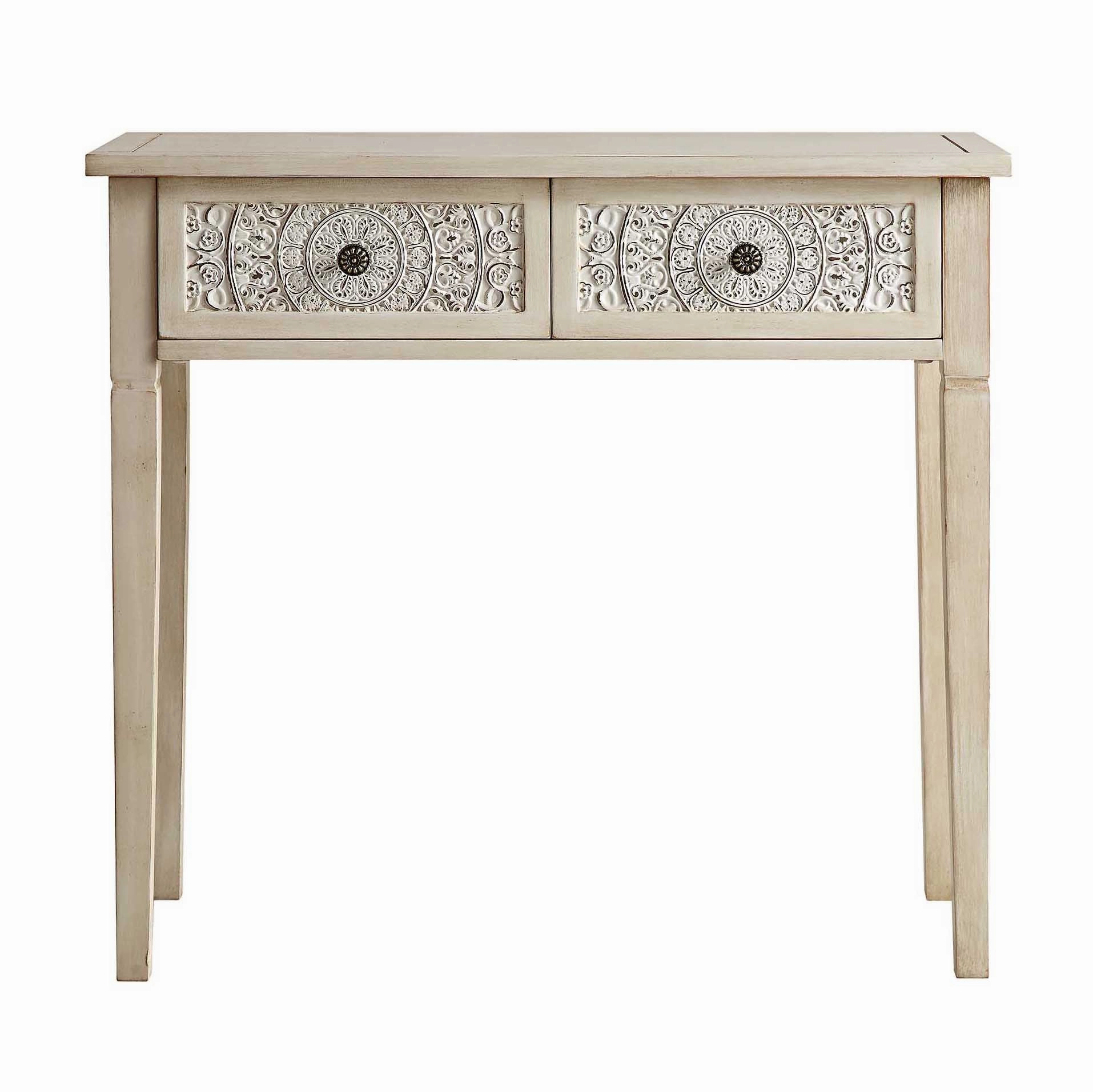 Chantilly Whitewashed Carved Console/ Dressing Table