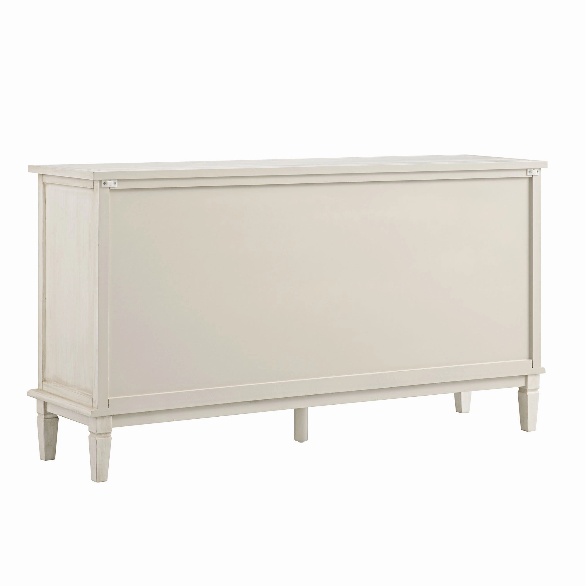 Chantilly Whitewashed Carved Wide 6 Drawer Chest