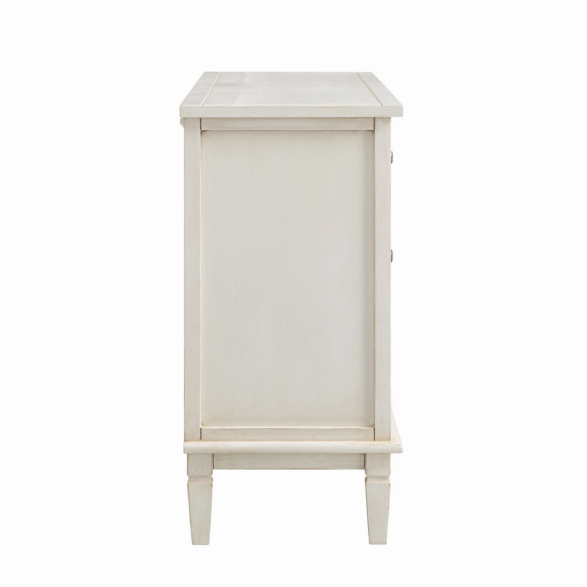 Chantilly Whitewashed Carved Wide 6 Drawer Chest