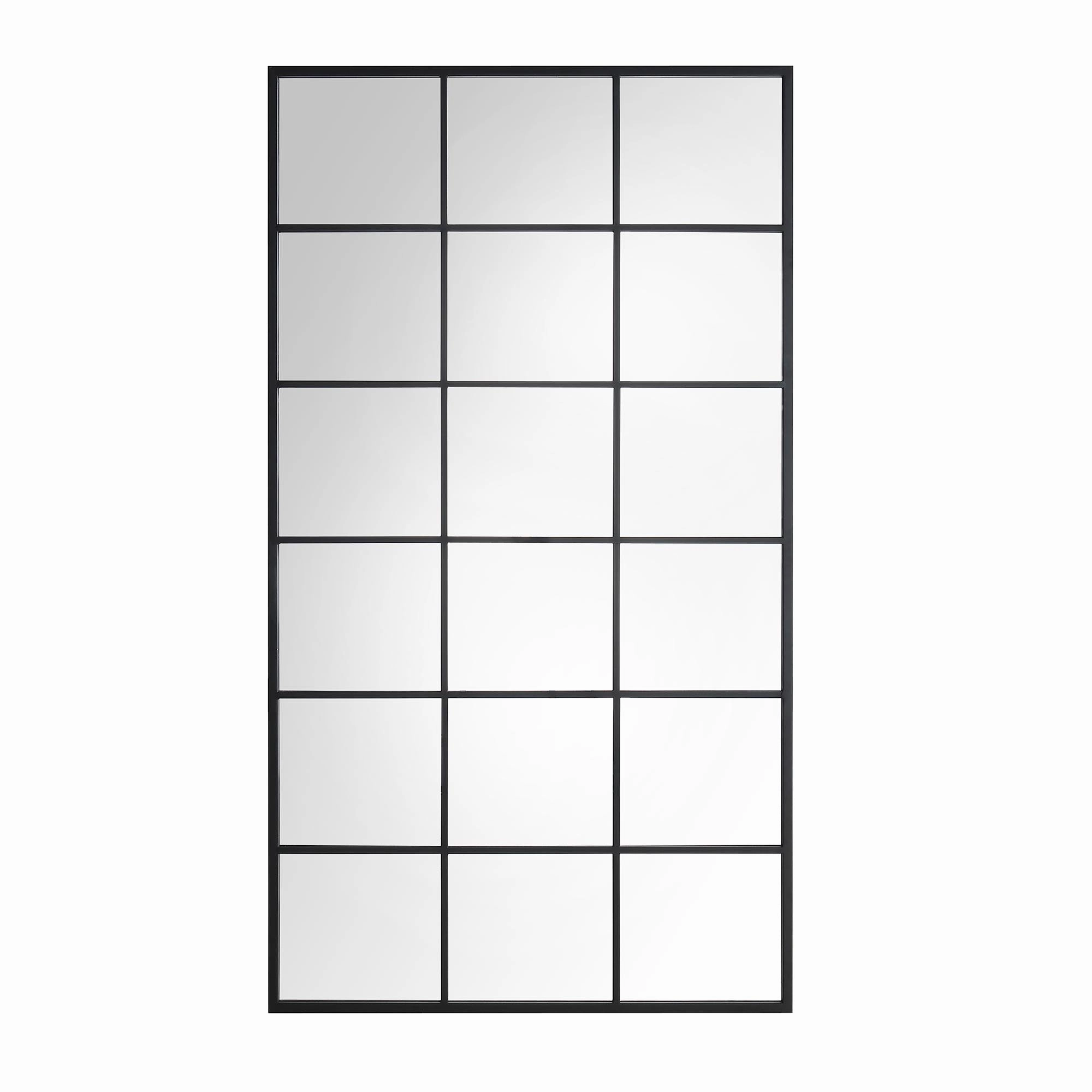 Chardwell Full Length Industrial Metal Window Mirror 180 x 100 cm, Black