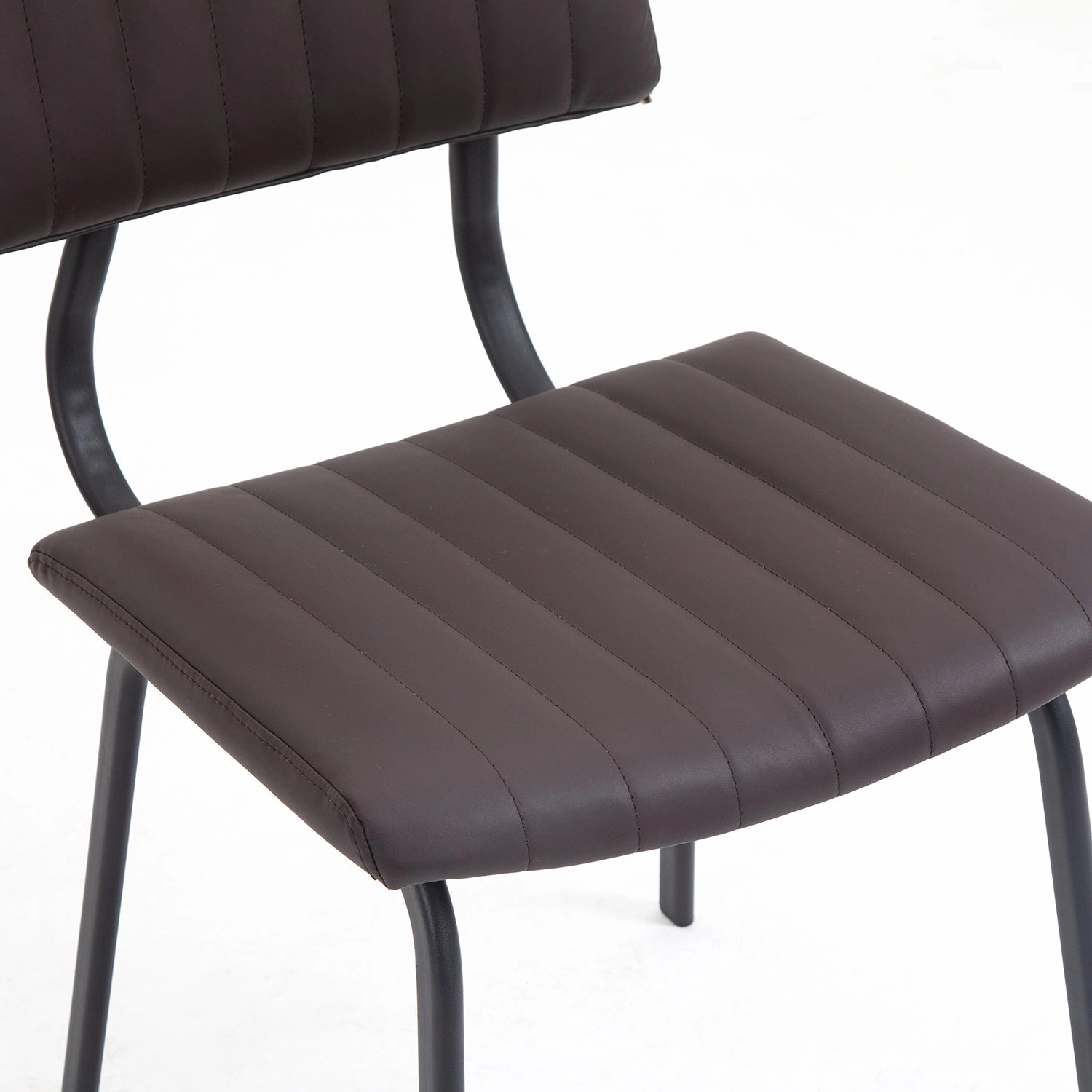 Charlecote Set of 2 Fluted Dining Chairs (Dark Brown PU)