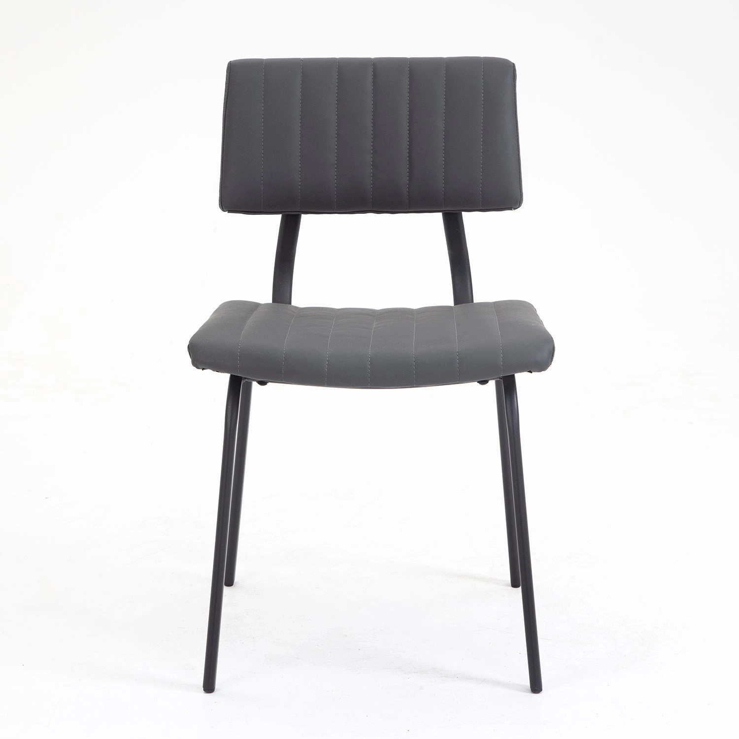 Charlecote Set of 2 Fluted Dining Chairs (Dark Grey PU)