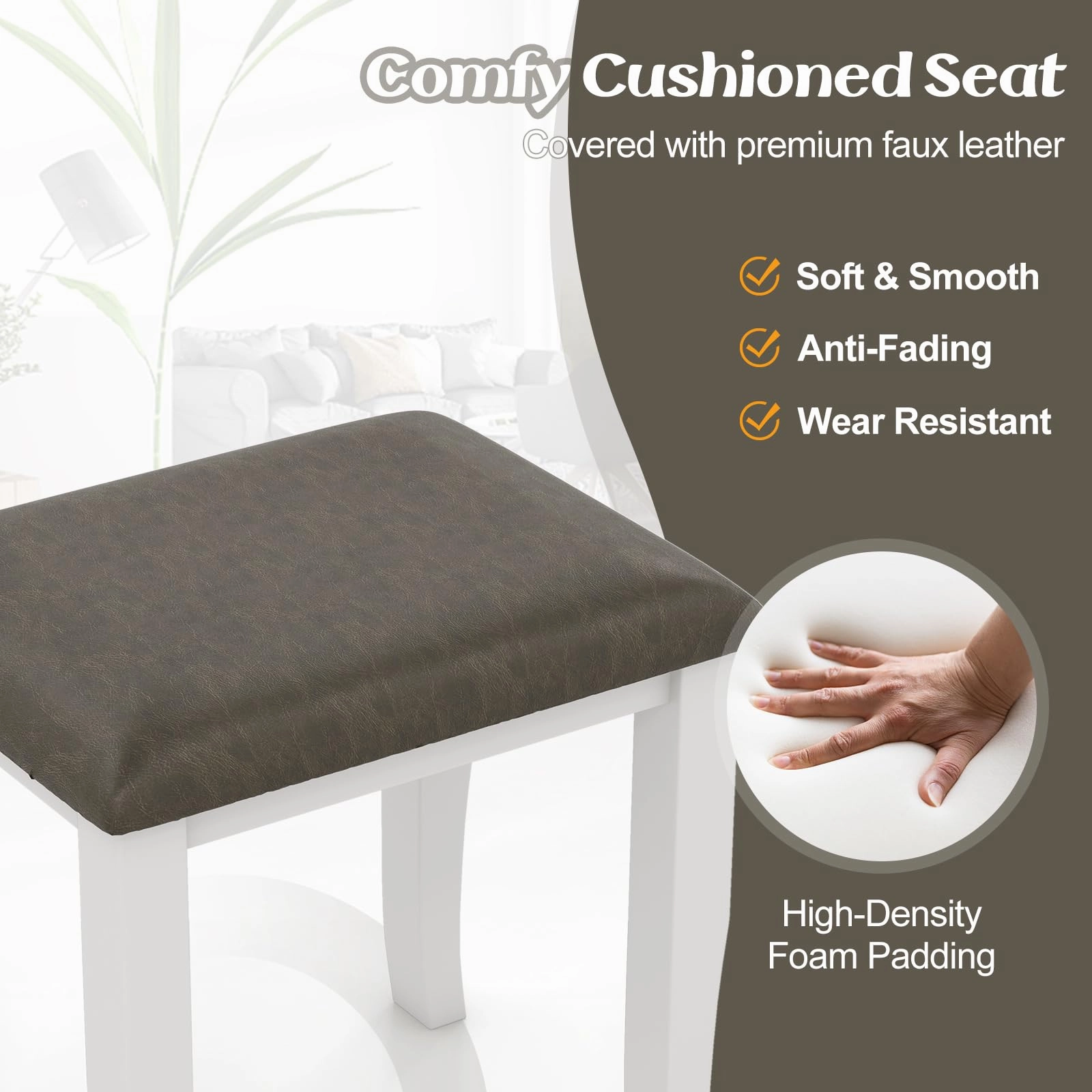 CHARMAID Vanity Stools 2 Pack - Ottoman Foot Stool Set of 2